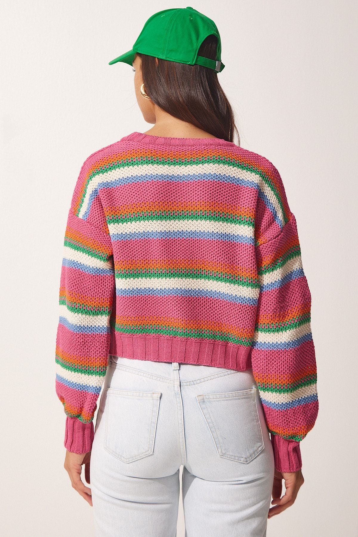 Woman Pink striped knitwear sweater MC00209