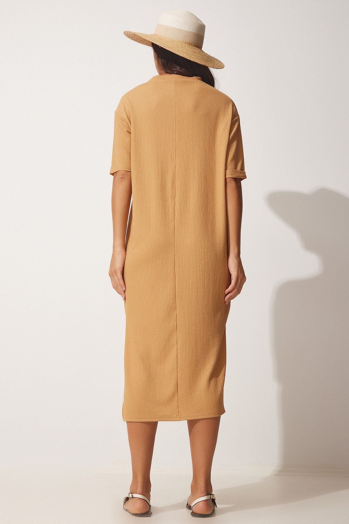 Female Biscuit textured Daily Midi Knitting Dress LH00037