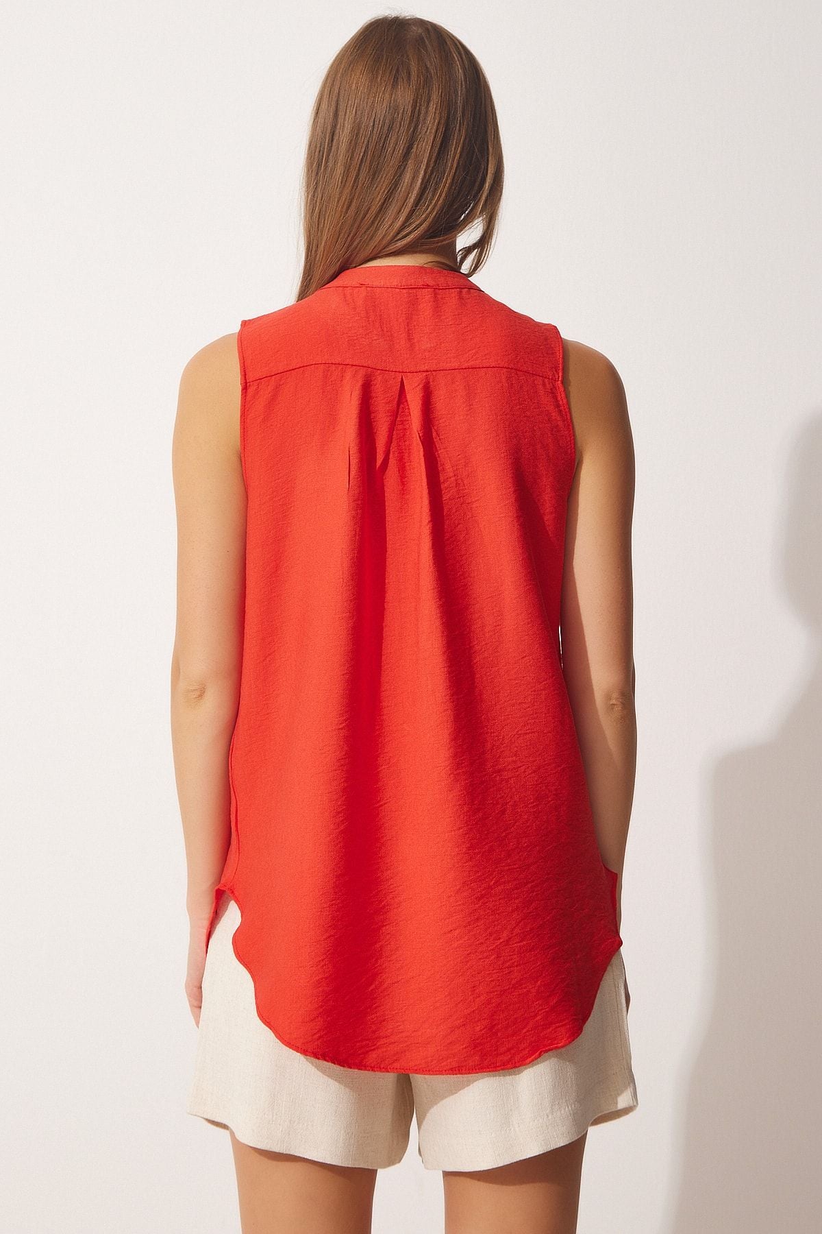 Female Orange Wooden Button Ayrobin blouse JH00047
