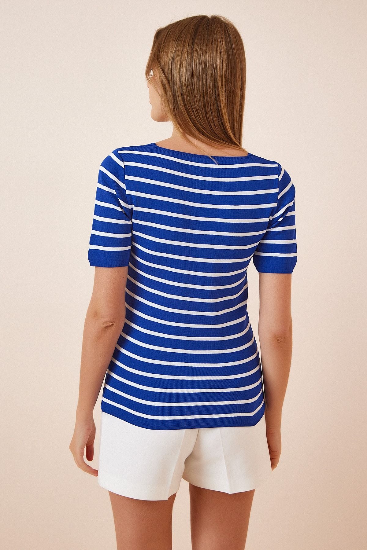 Women's Blue Square Yaka knitwear blouse YG00101