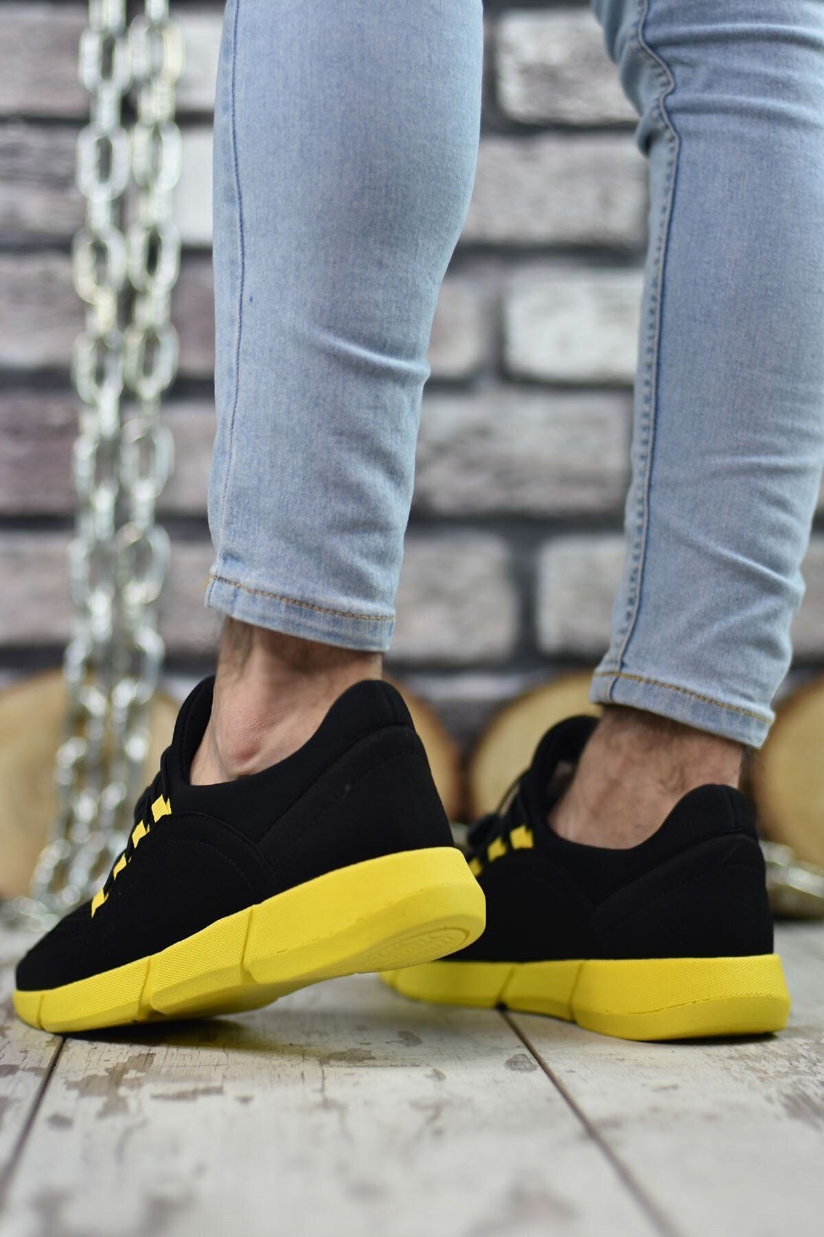 Black Yellow Men Sneaker 00122015