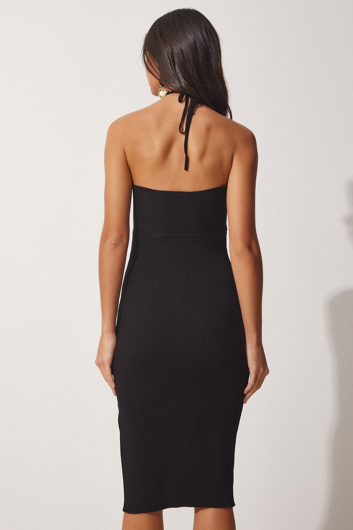 Female Black Hanger Wick Summer Triko Dress NS00387