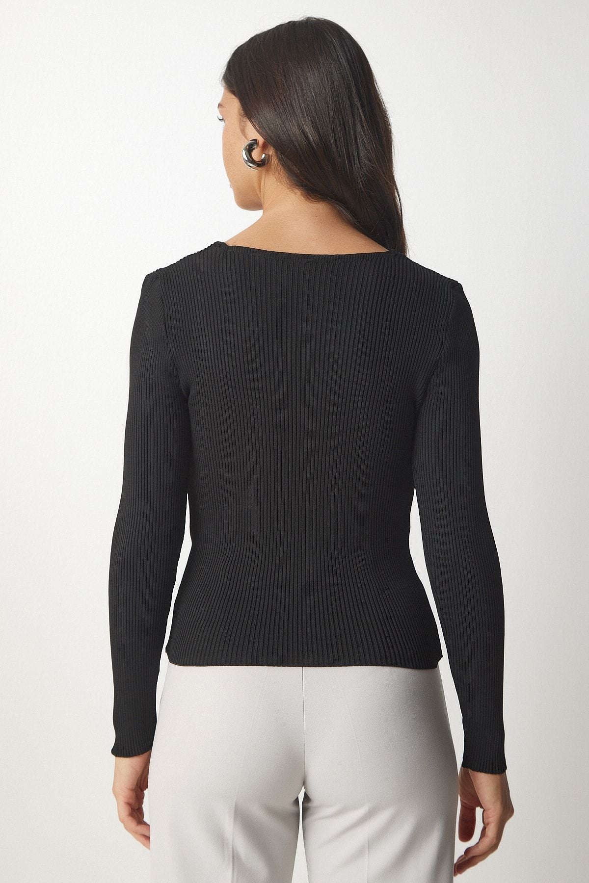 Female black square collar knitwear blouse yy00154