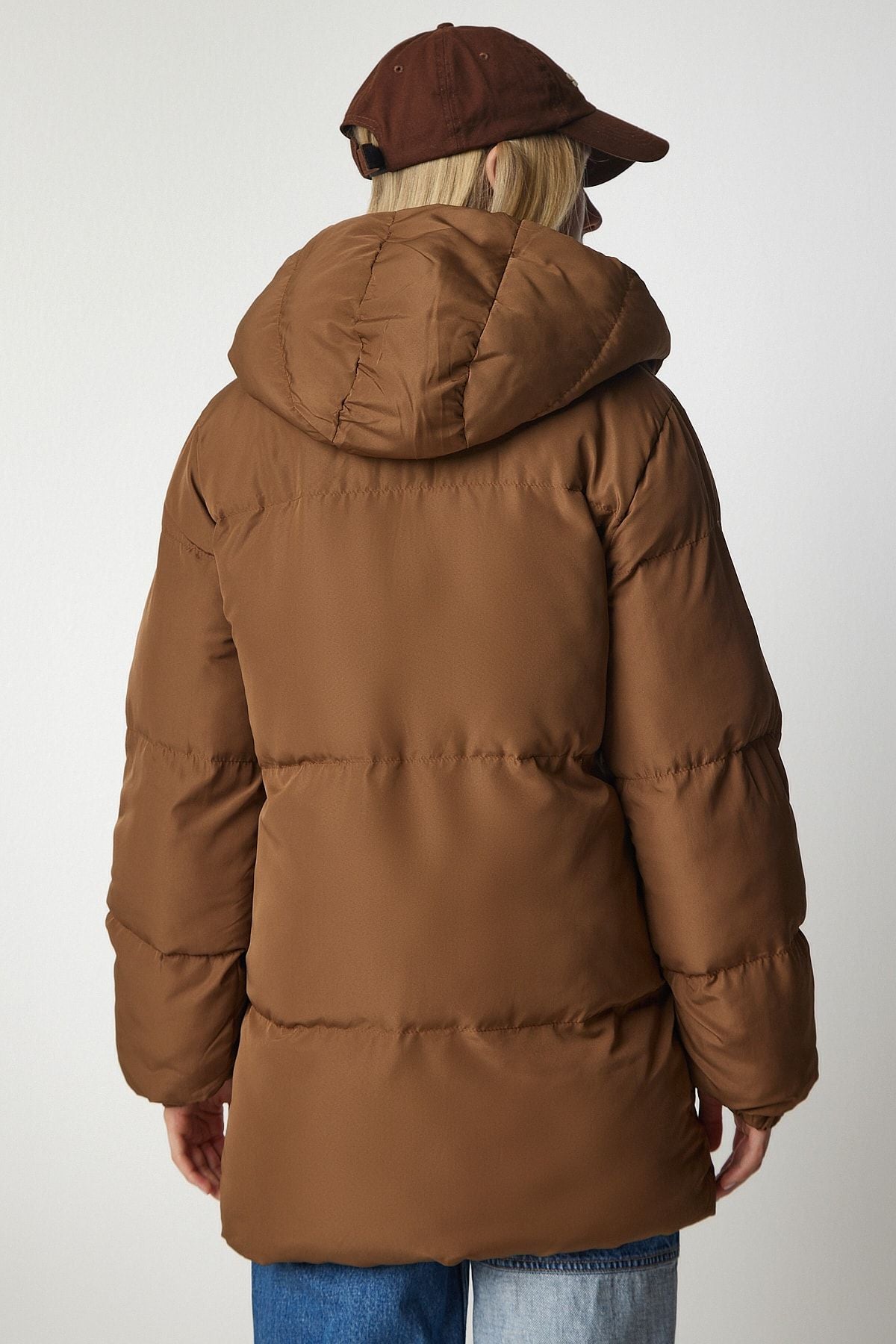 Female Caramel Hooded Inflatable Coat HK00023