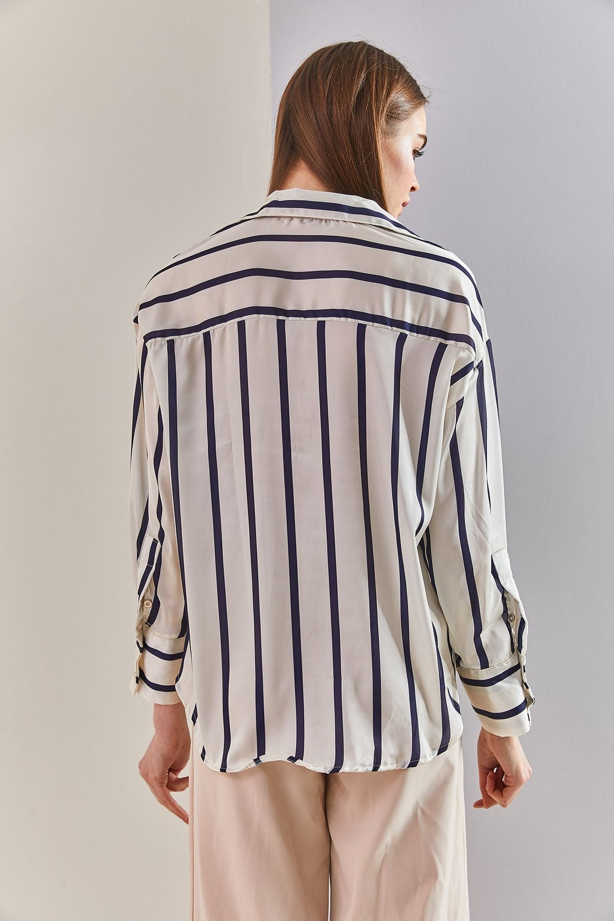 Female Cuff Sleeve Satin Shirt