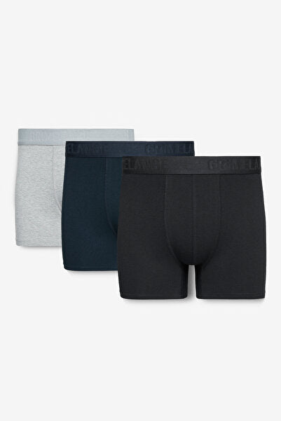 PETRUS Men's 3 Pack Cotton Lycra Flexible Fabric Black / Navy Blue / Grimelange Boxer