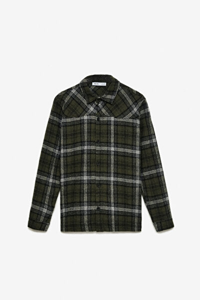 Allenı Men's Cotton Shirt Collar Relaxed Lumberjack Khaki Shirt