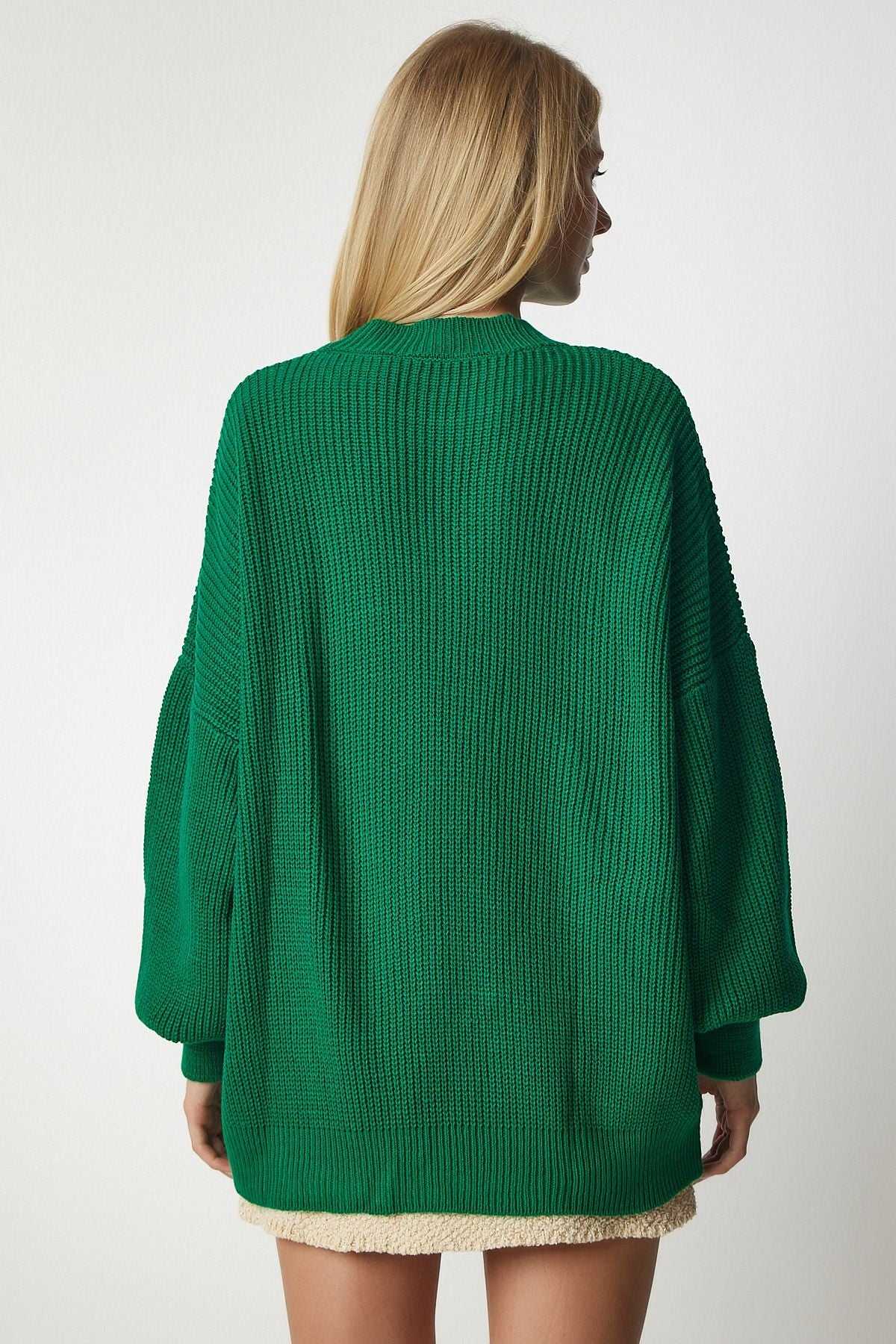 Woman Dark Green Oversize Basic Knitwear Sweater MX00126