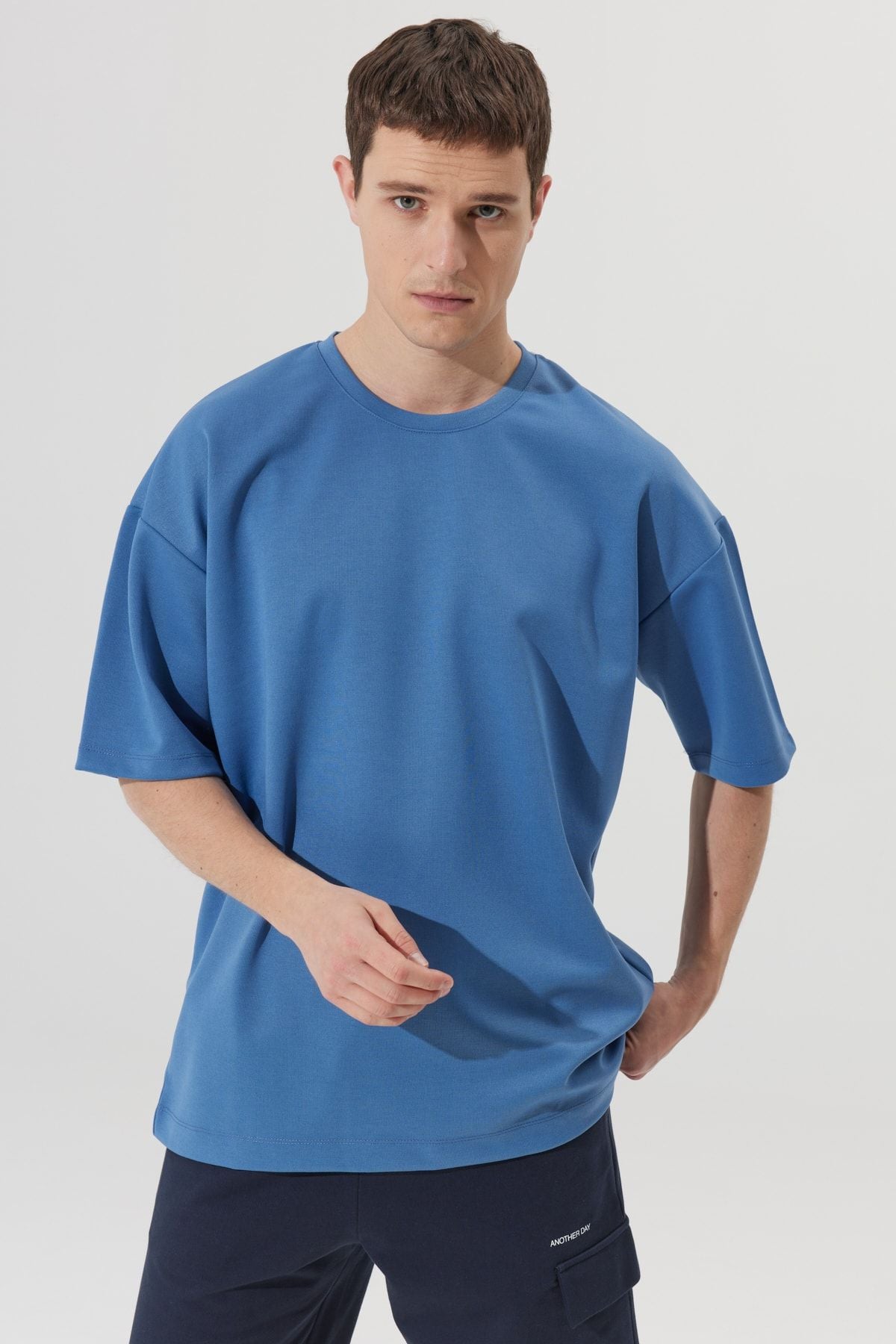 Men's Indigo Oversize Plenty Cut Bike Yaka Sweatshirt T -shirt
