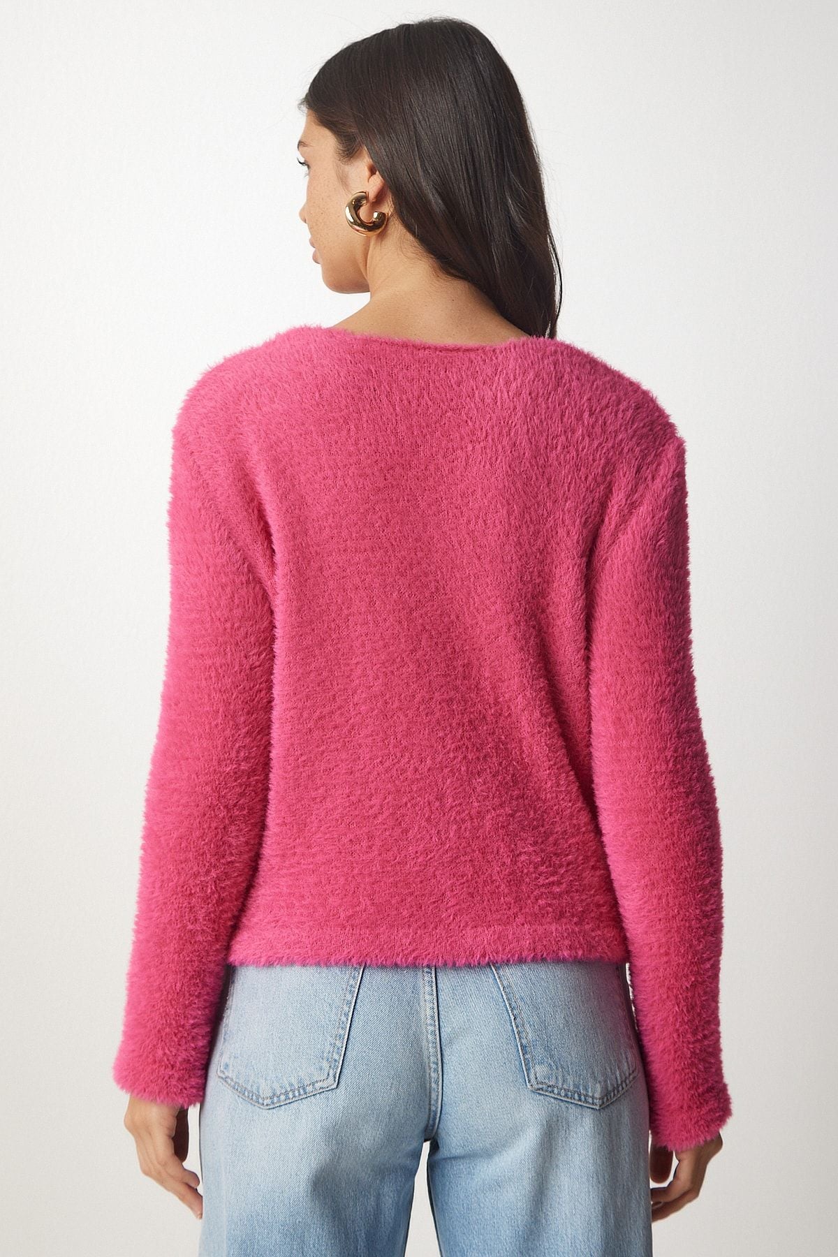 Woman Pink Soft Beard Triko Cardigan NF00067