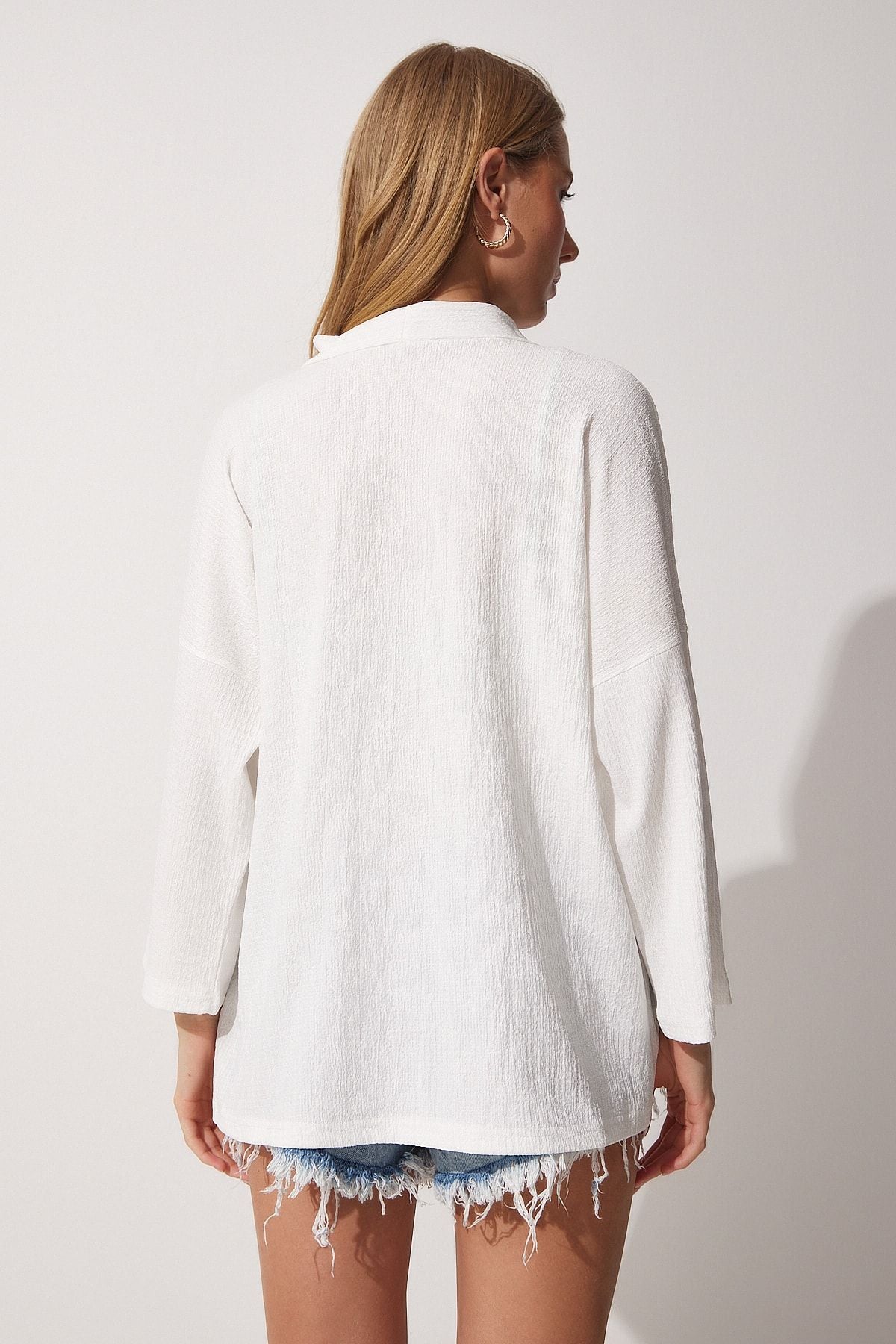WOMEN WHITE FOLLOW -FOLLOW -TEXT SEASONAL JACKET DD01064