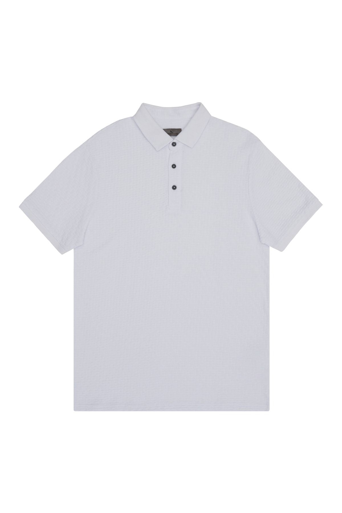 Men's white slim fit narrow cut bike bike collar jacquard short sleeve t -shirt