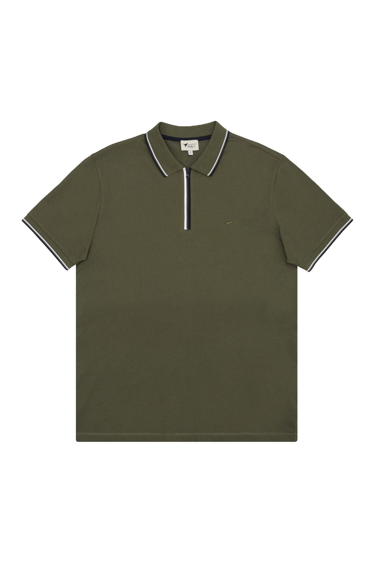 Men's Khaki Slim Fit Narrow Cut Polo Yaka Cotton Short Sleeve T -shirt