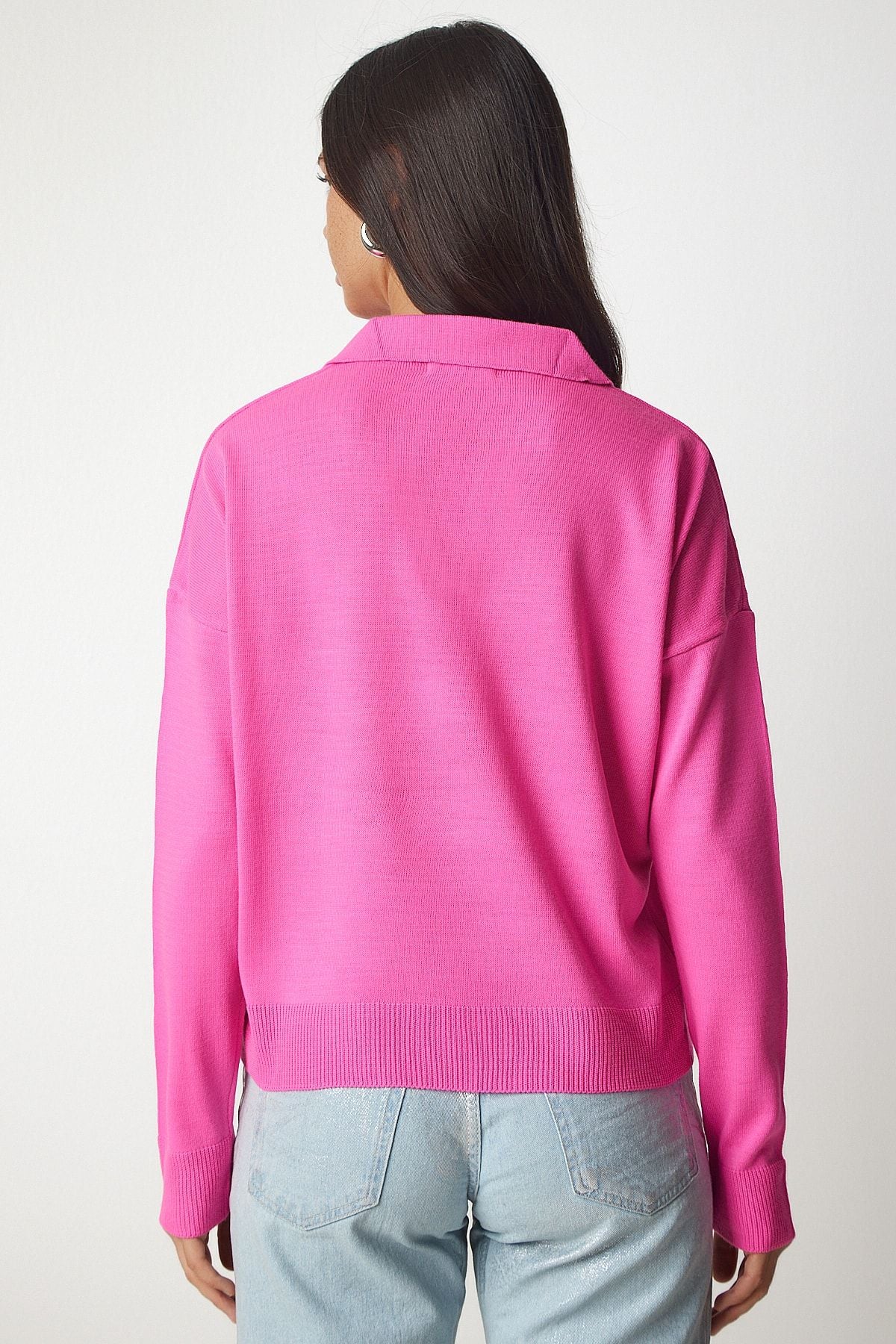 Women's Fuchsia Polo Yaka Basic Kazakh BV00094