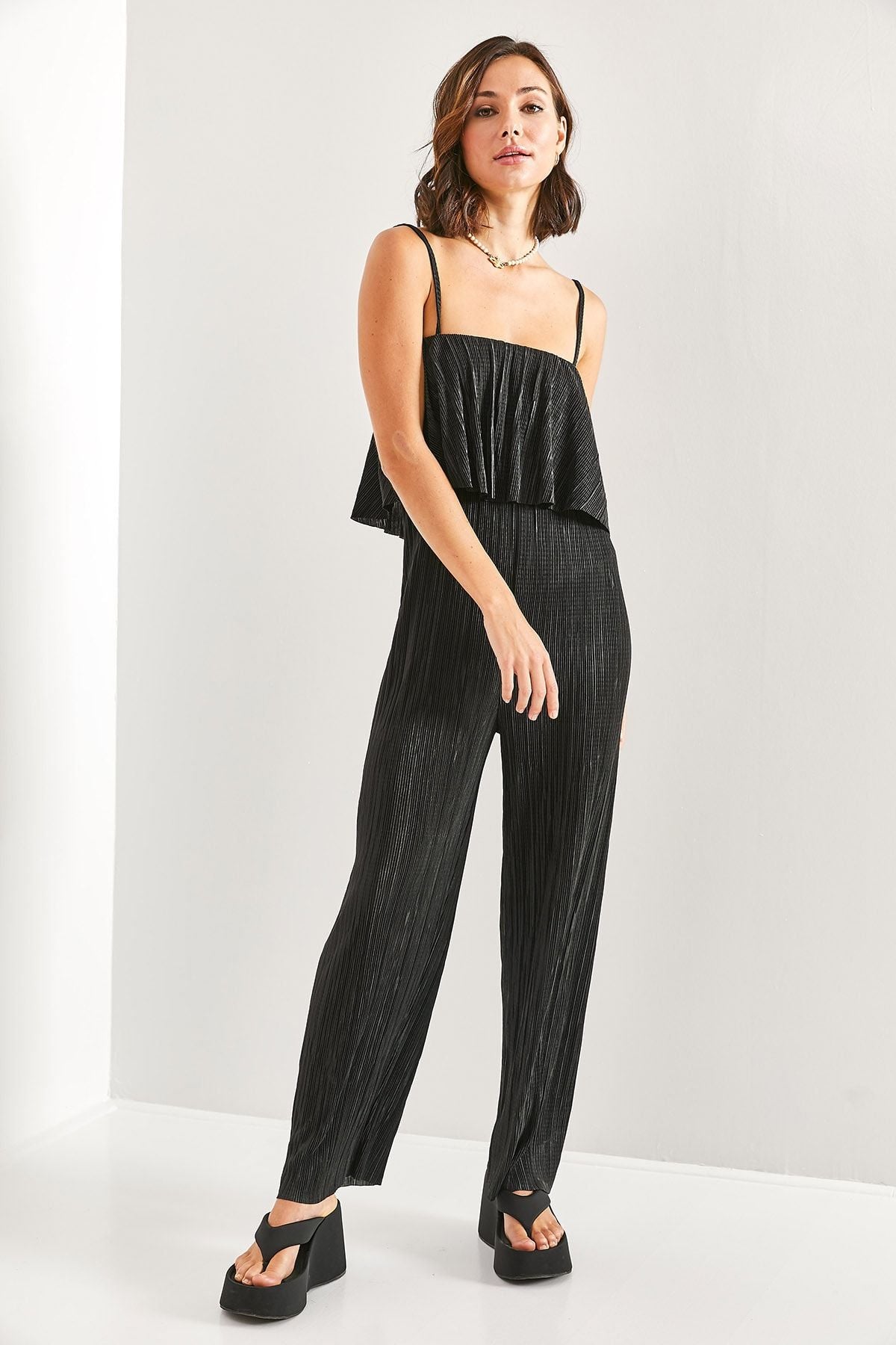 Satin jumpsuit with women strap 6030