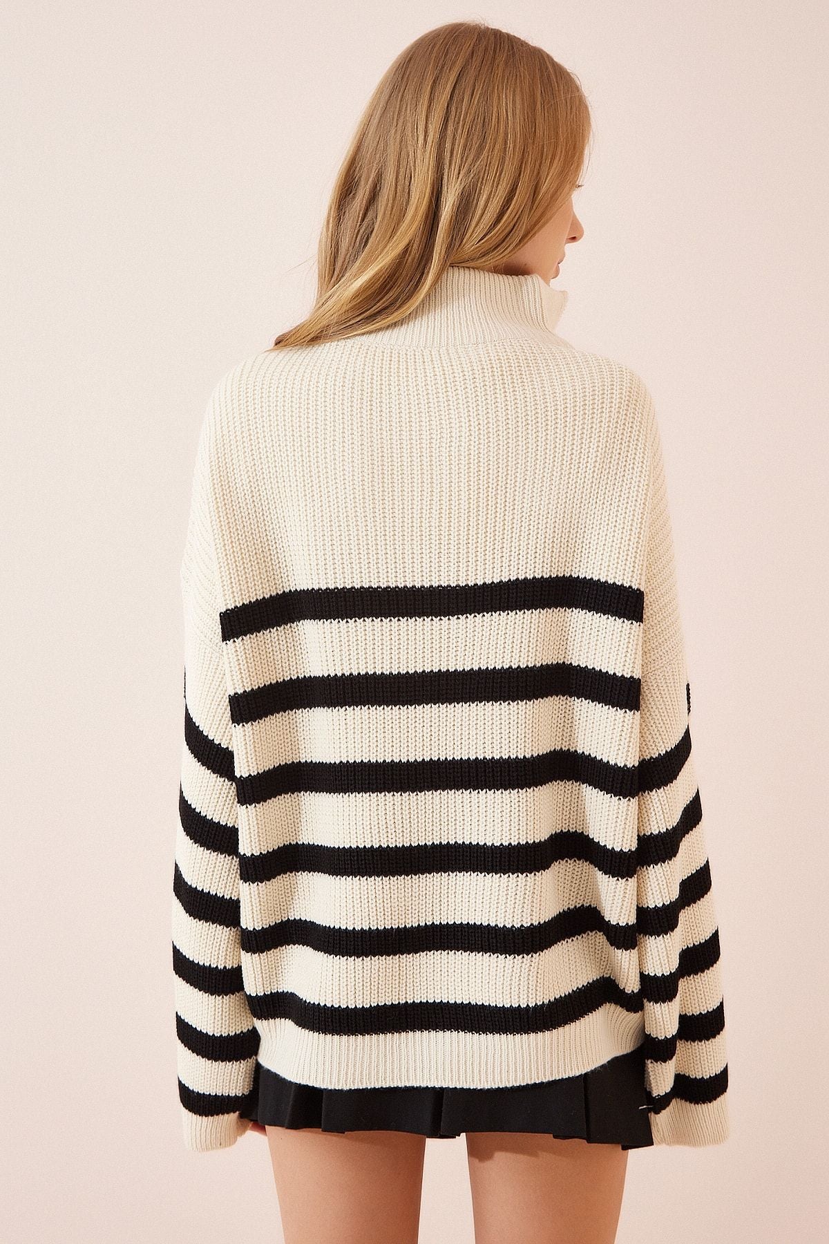 WOMEN'S BONE ZIPPER SPECIALLY NEXT -striped oversiz Kazakh yy00100