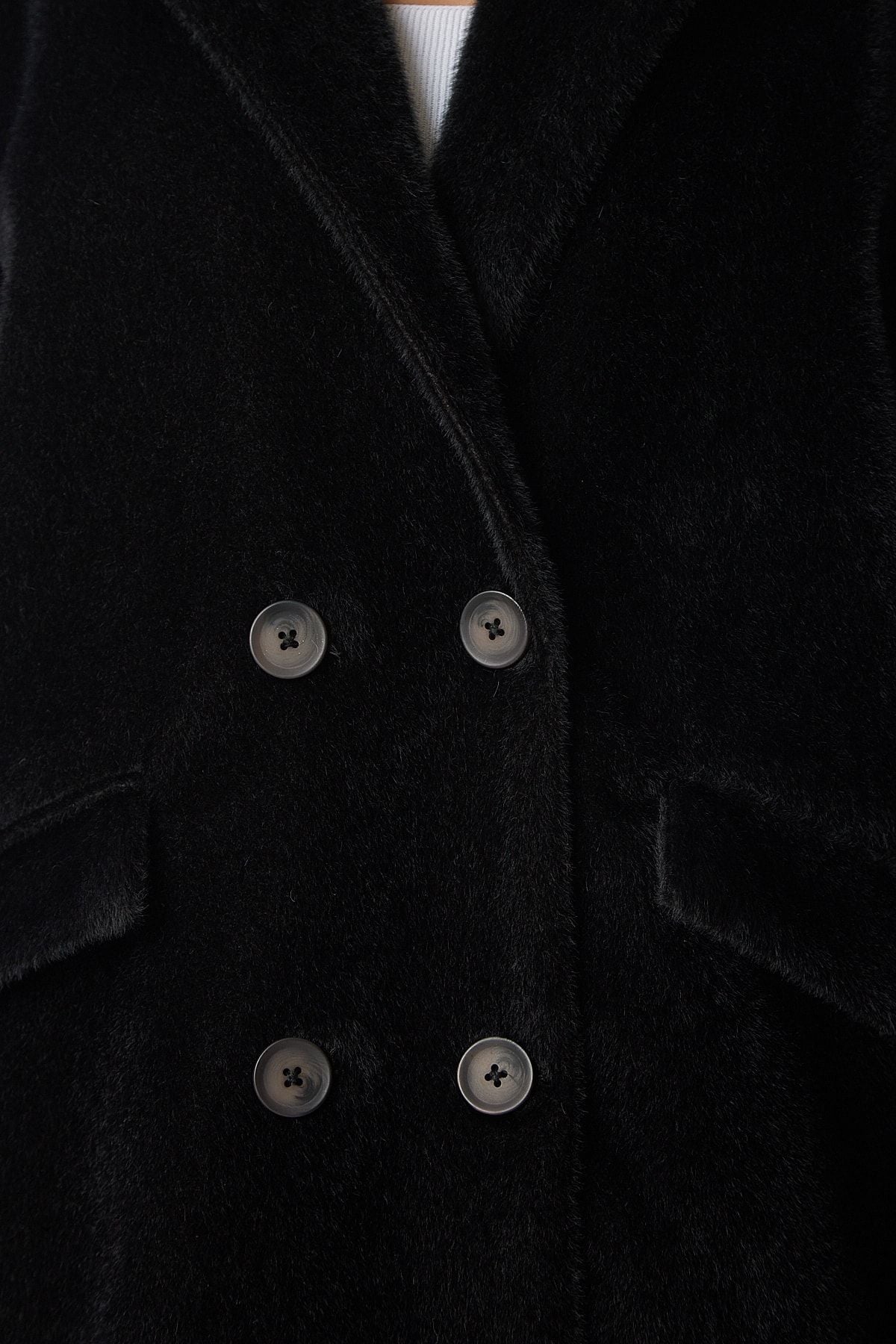 Female black rabbit feather -looking oversize coat MX00105