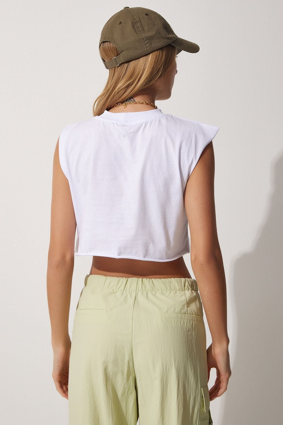 Woman White Seamless Sports Crop knitting T-shirt ce00068