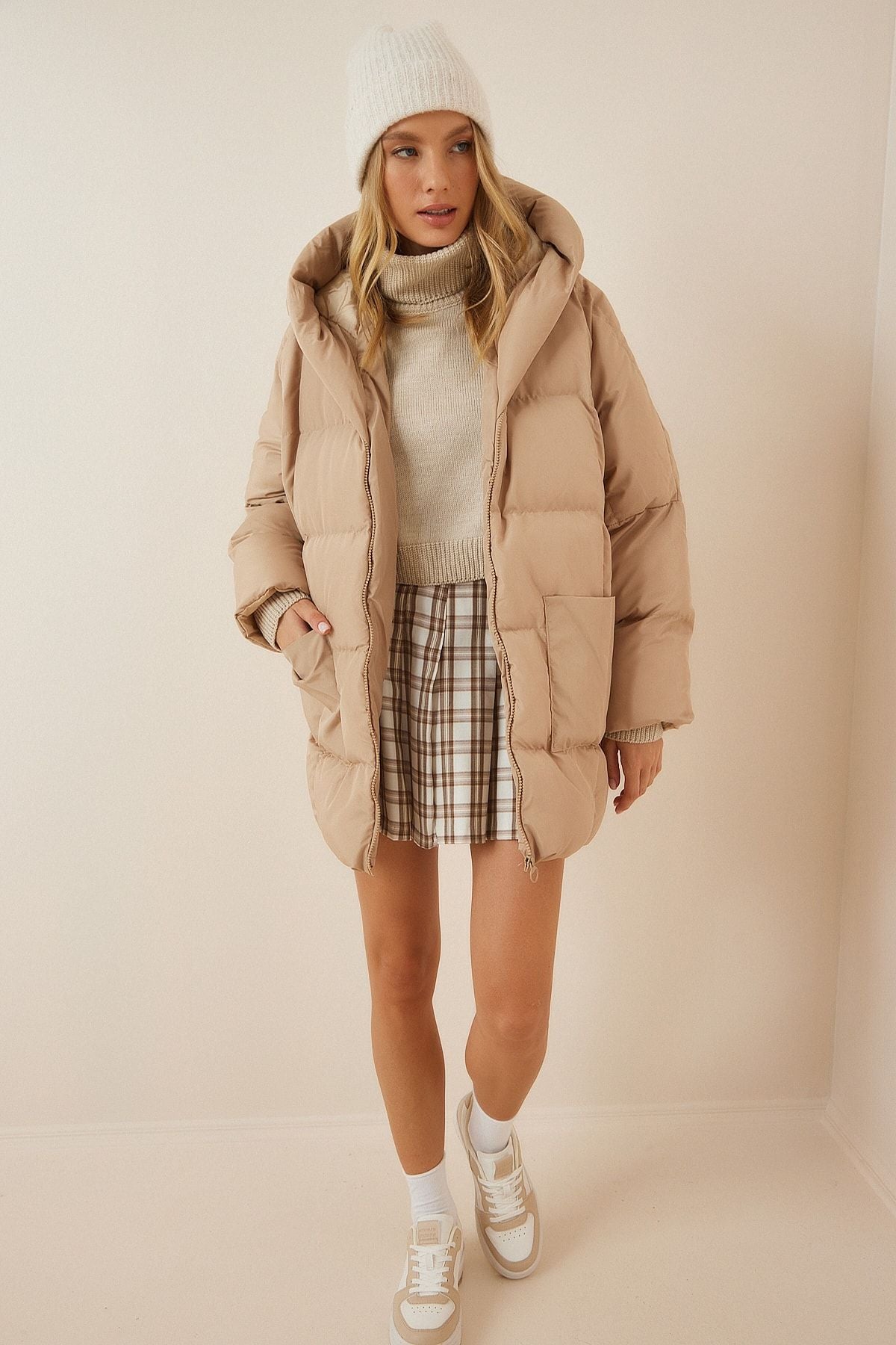 Women's Cream Hopeding Oversiz swelling coat rv00002