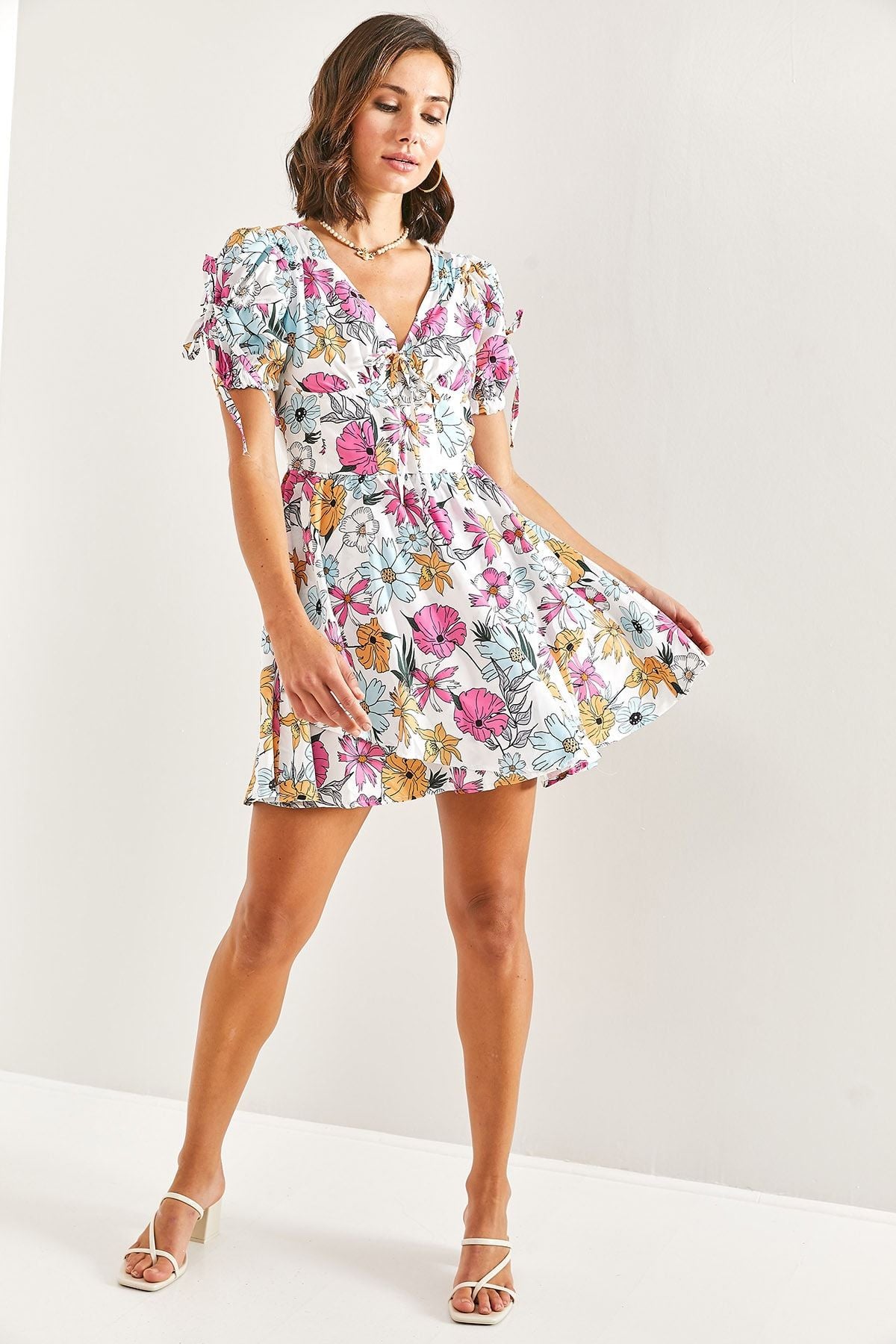 Female Printed Patterned Satin Dress