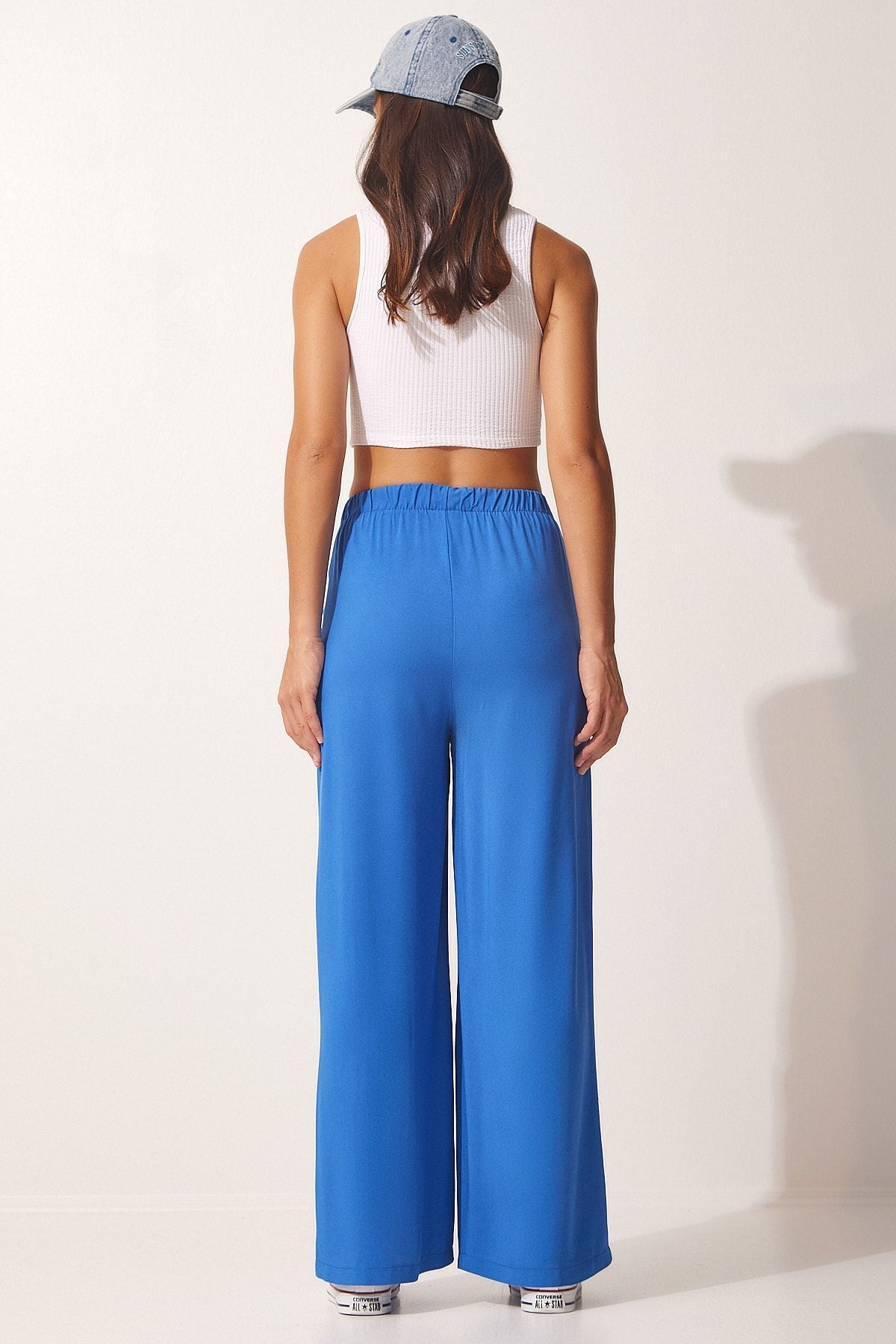 Female Blue Cotton Viscose Palazzo Pants BV00076