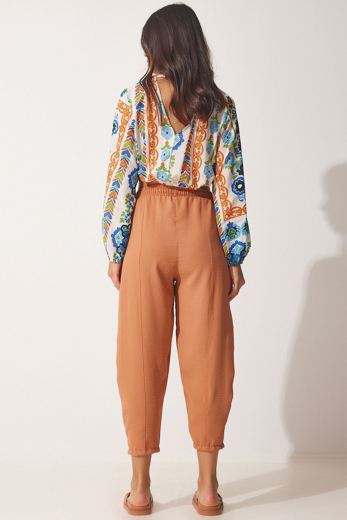 Woman Open Tile Linen Shalwar Pants CI00036