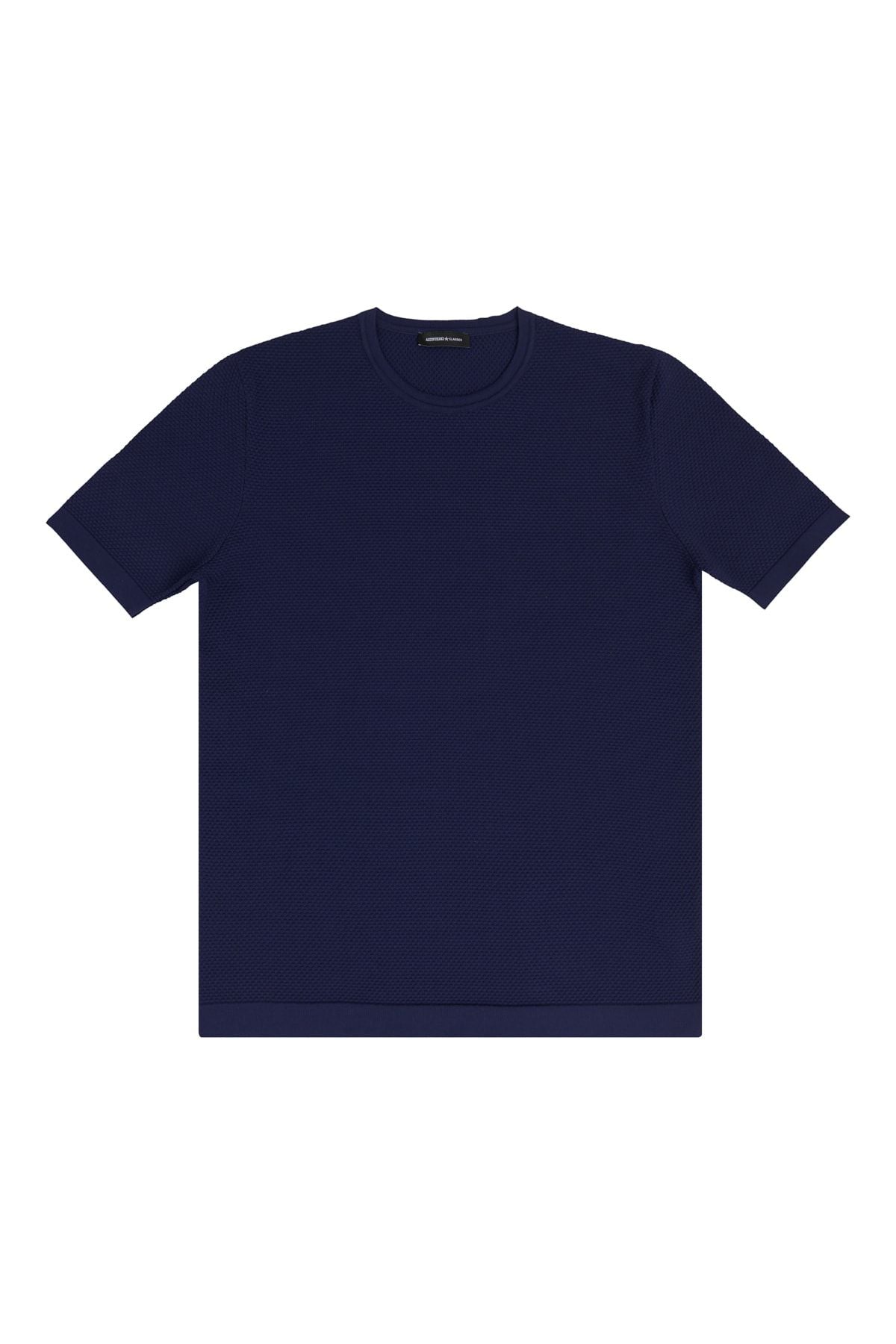 Men's Navy Blue Standard Fit Normal Cut Bicycle Yaka Triko T -shirt