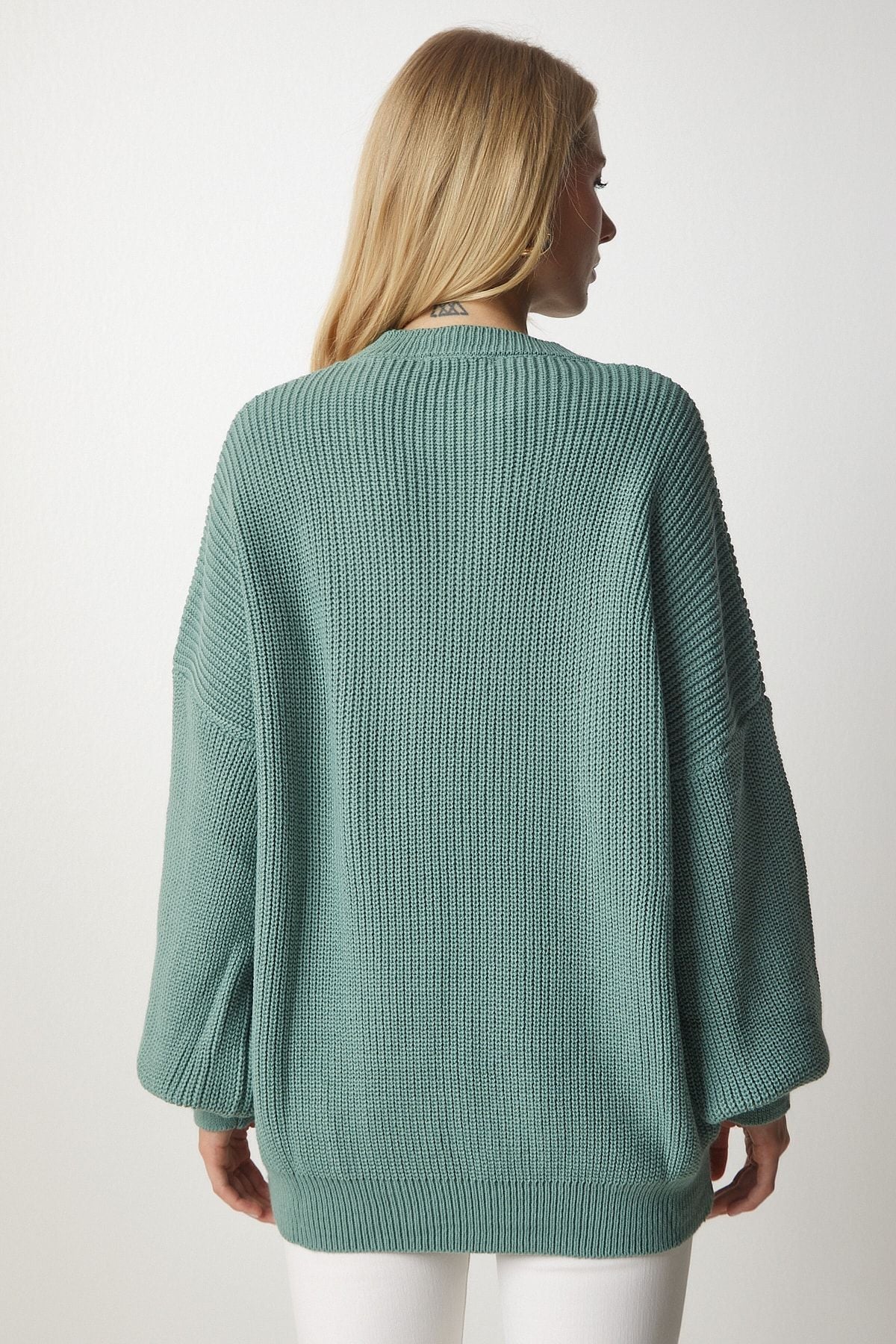 Women's Cagla Green Oversize Basic Knitwear Kazakh MX00126