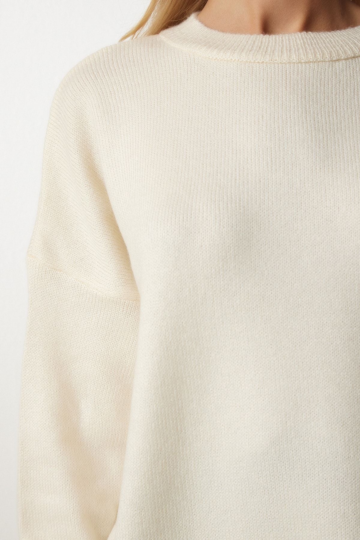 Women's Cream Bicycle collar Oversize knitwear sweater BV00085