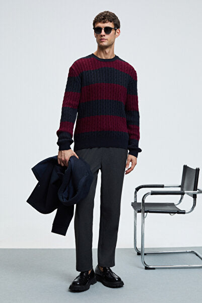 CRUDO Men's Regular Fit Woven Anthracite Trousers with Side and Back Pockets and Zipper