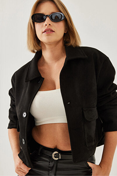 Women's Double Pocket Buttoned Suede Jacket 2499 60451011