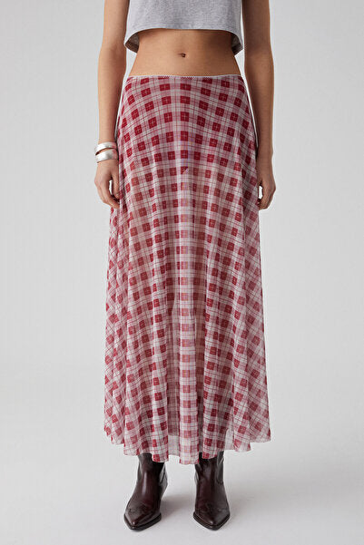 JULIANO Women's High Waist Striped Oversize Red Skirt