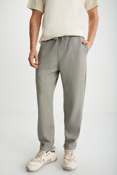 HUXLEY Men's Regular Tube Leg Normal Lace-Up Waist Organic Cotton Side Pocket Khaki Trousers