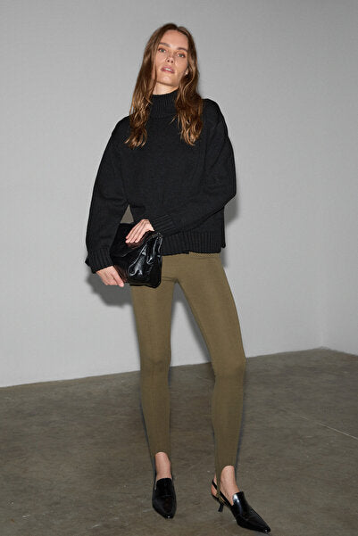 JOYITA Women's Turtleneck Oversize Knitwear Black Sweater