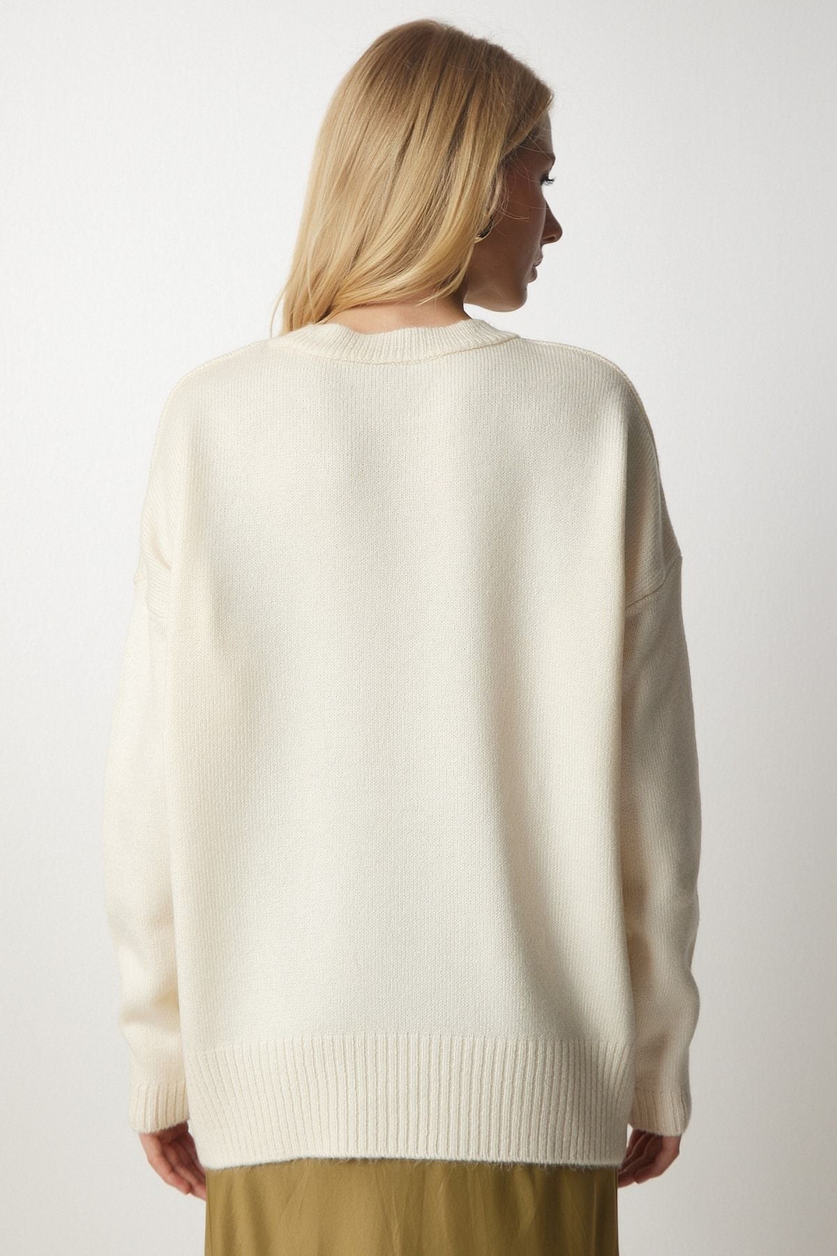 Women's Cream Bicycle collar Oversize knitwear sweater BV00085