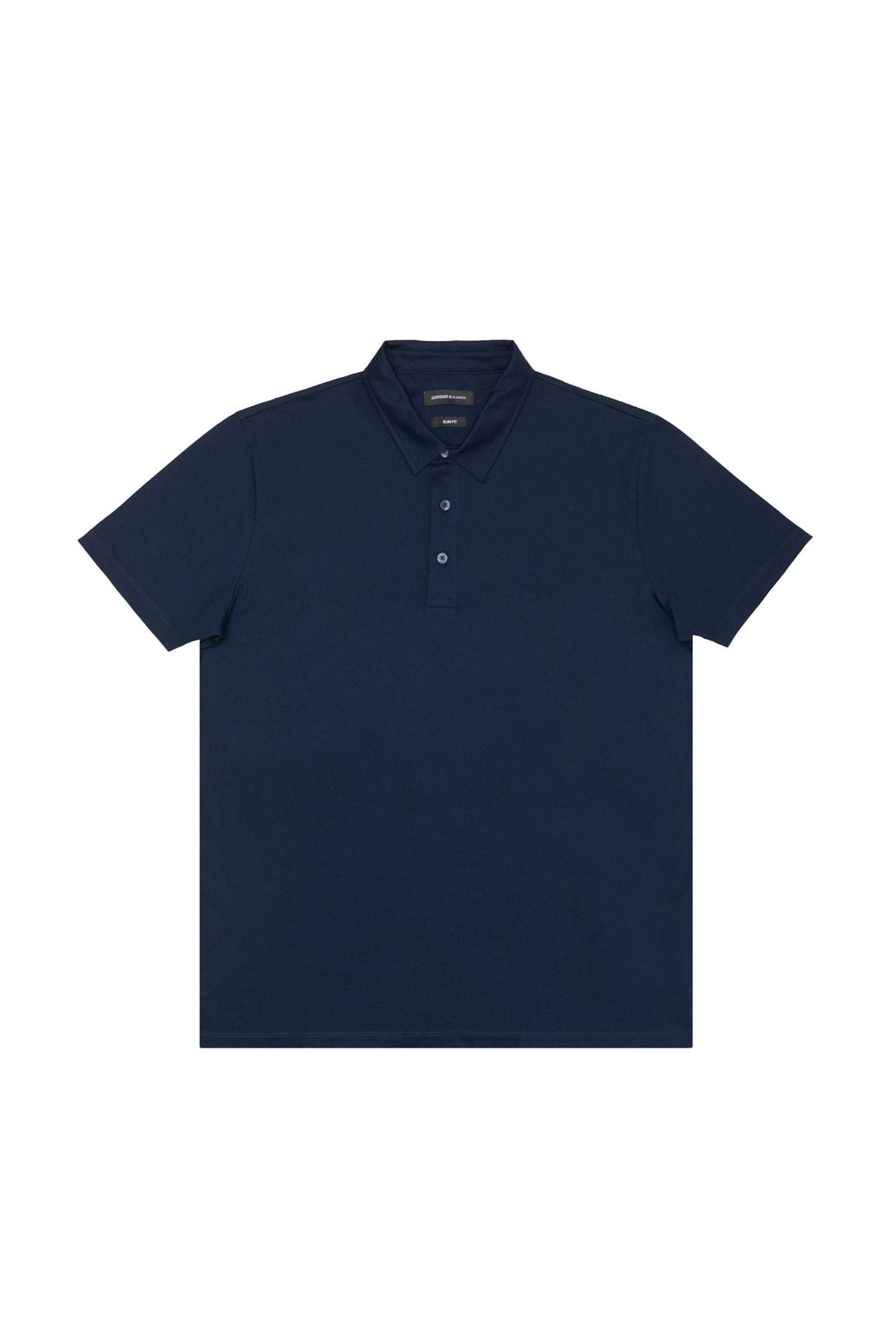 Men's navy blue slim fit narrow cut polo collar 100 %cotton T -shirt