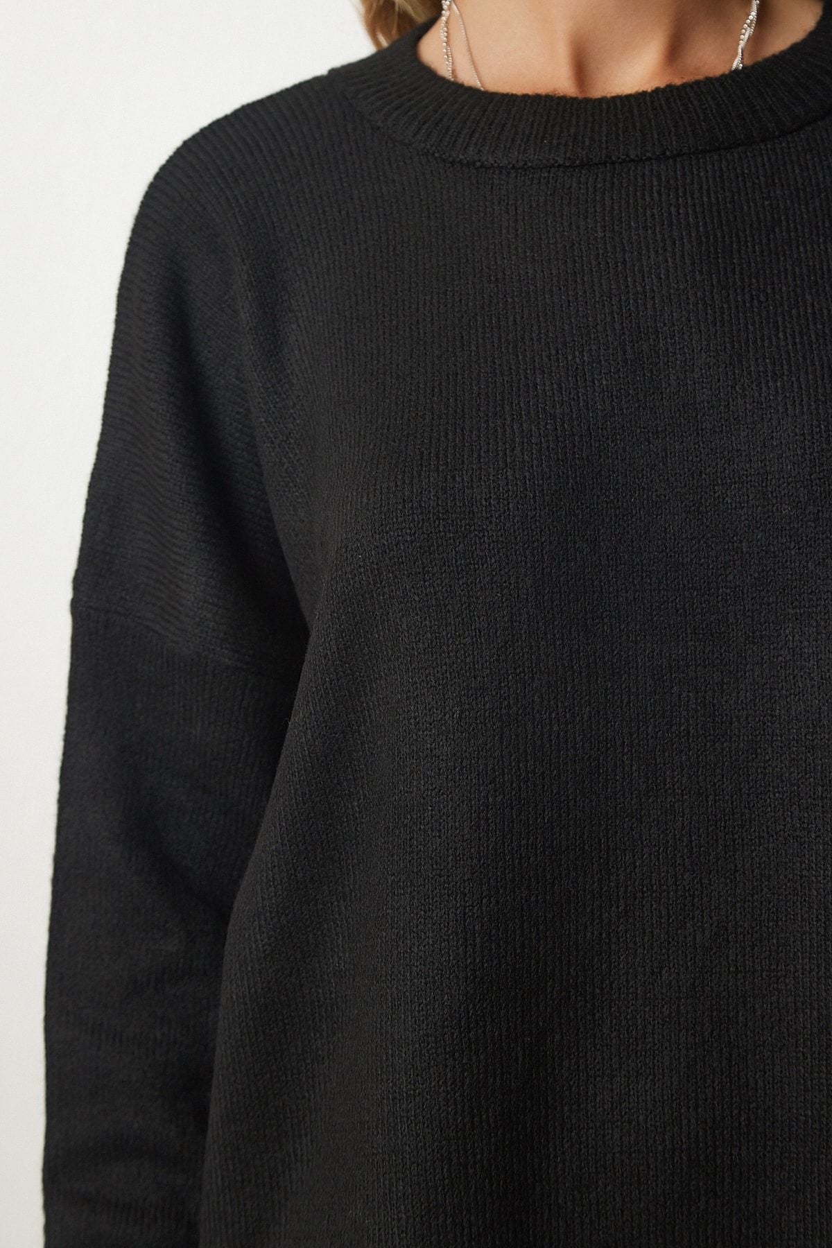 Female black bike collar overwheeling knitwear sweater BV00085