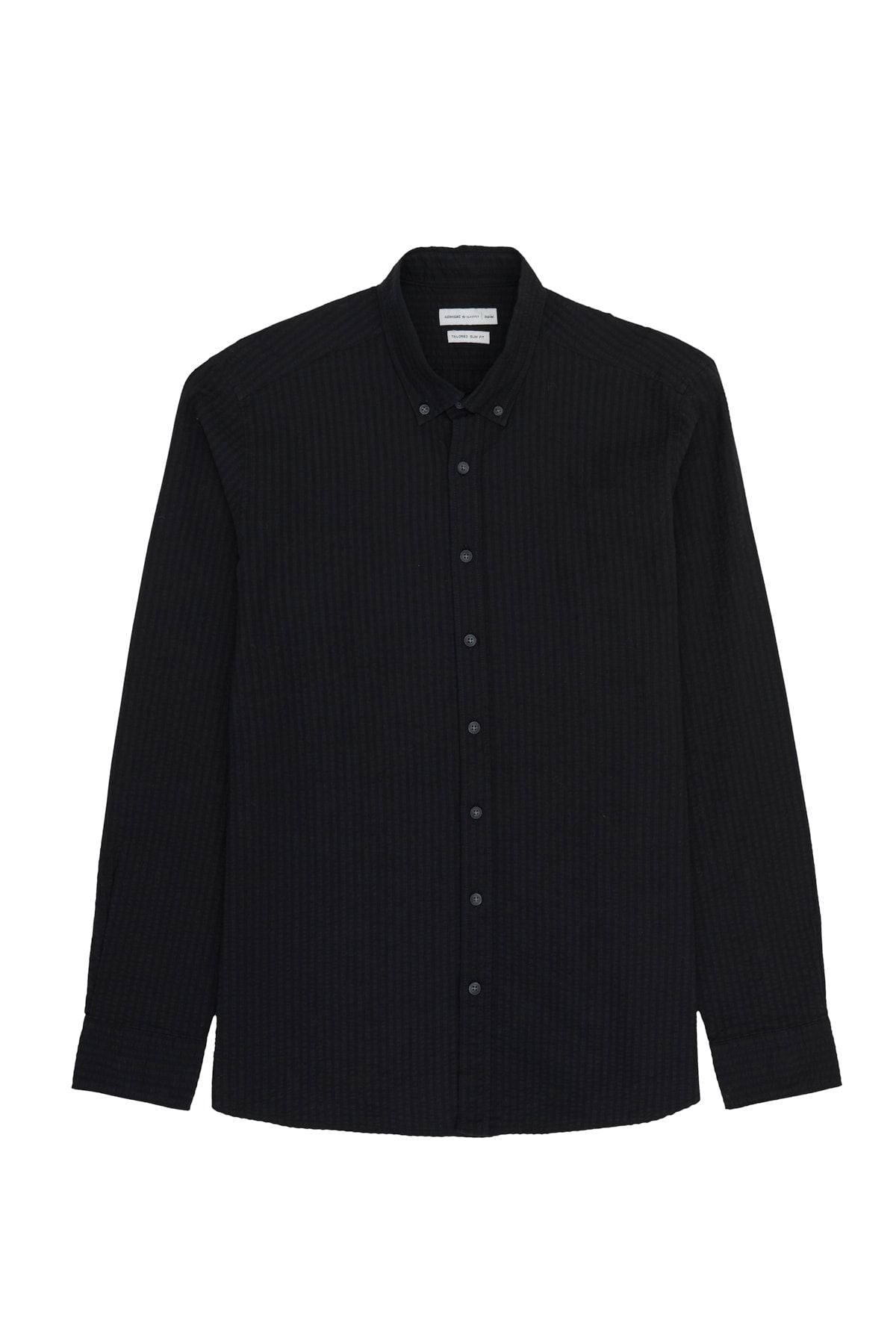 Men's black slim fit narrow cut buttoned collar 100 %cotton shirt