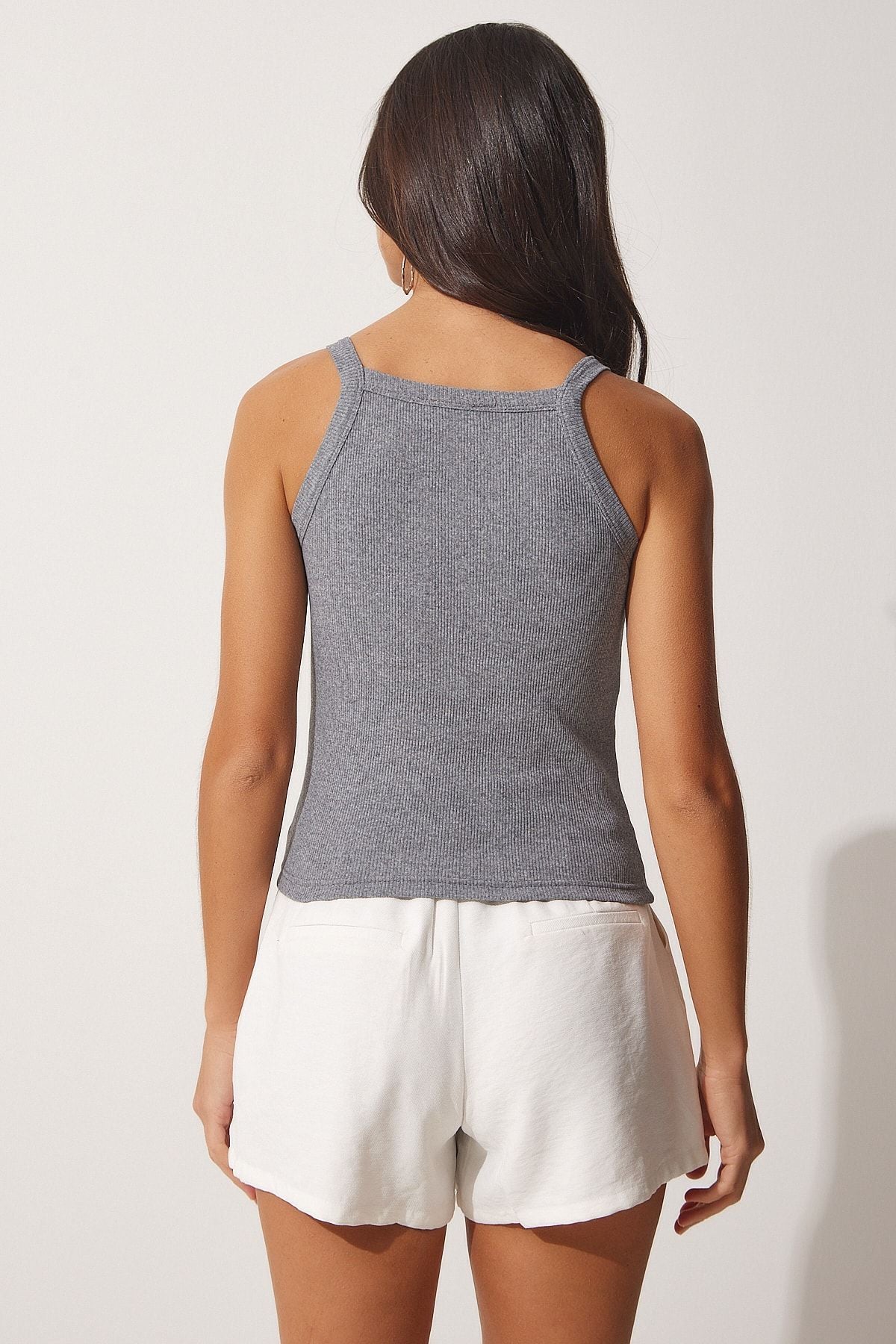 Female Gray Wick Crop weightlifting collar knitting athlete ZV00106