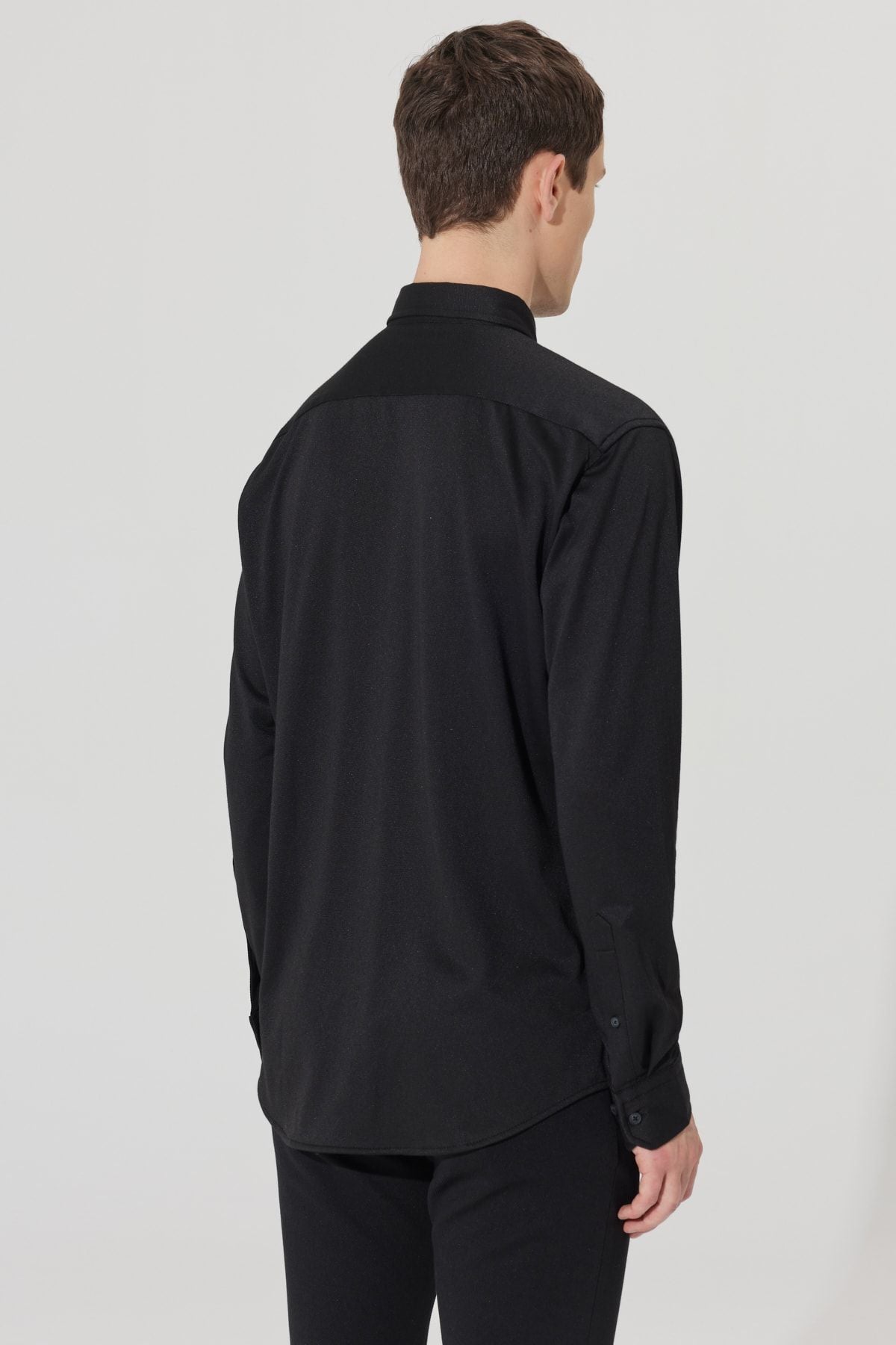 Men's Black Comfort Fit Casual Cutton Cotton Cotton Shirt with button