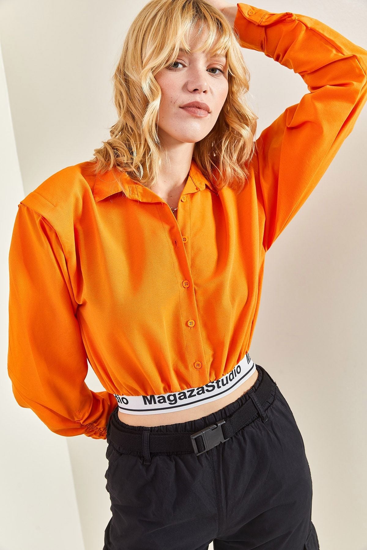 Female Ribanalı Arm Shirred Terikoton Shirt