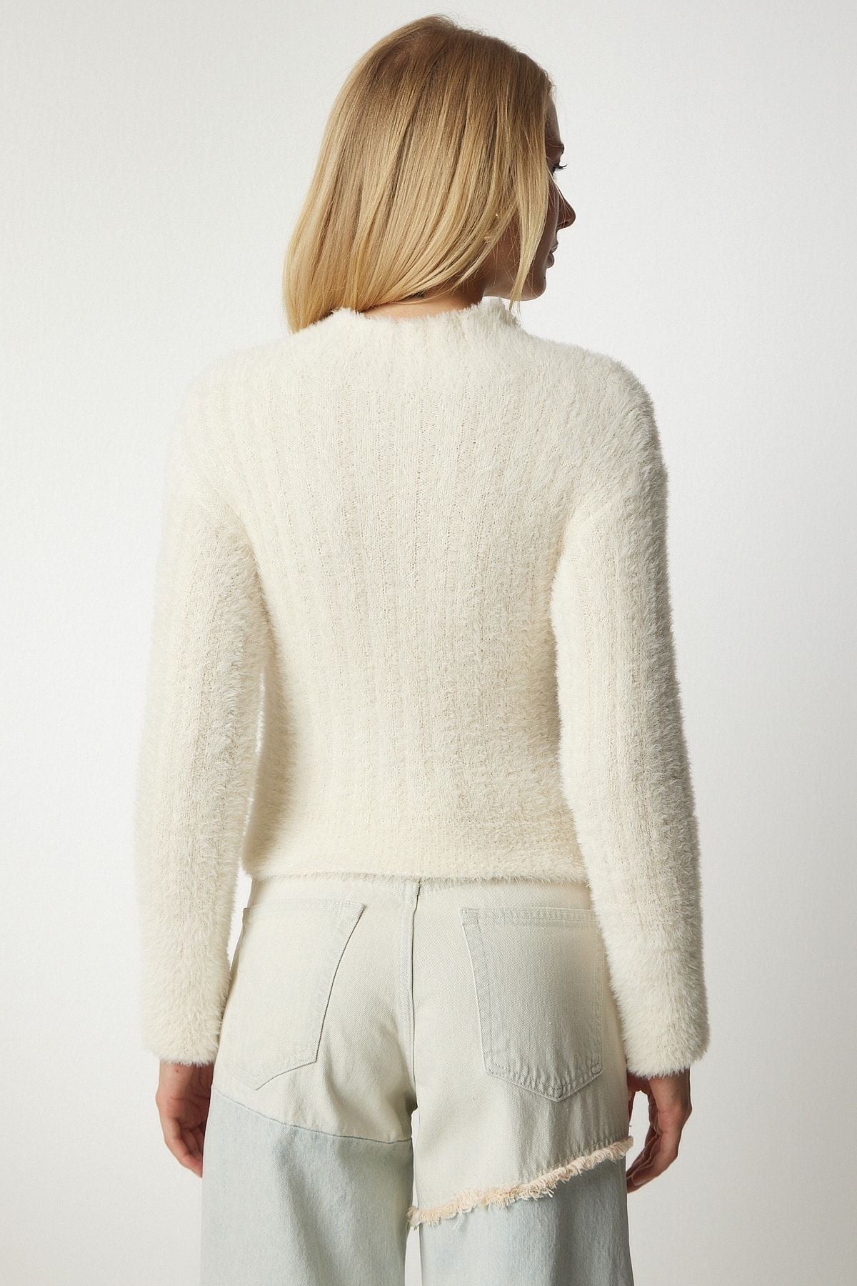 WOMEN'S CREAM RESIDE YOK BRISE KNITTY Sweater NF00068