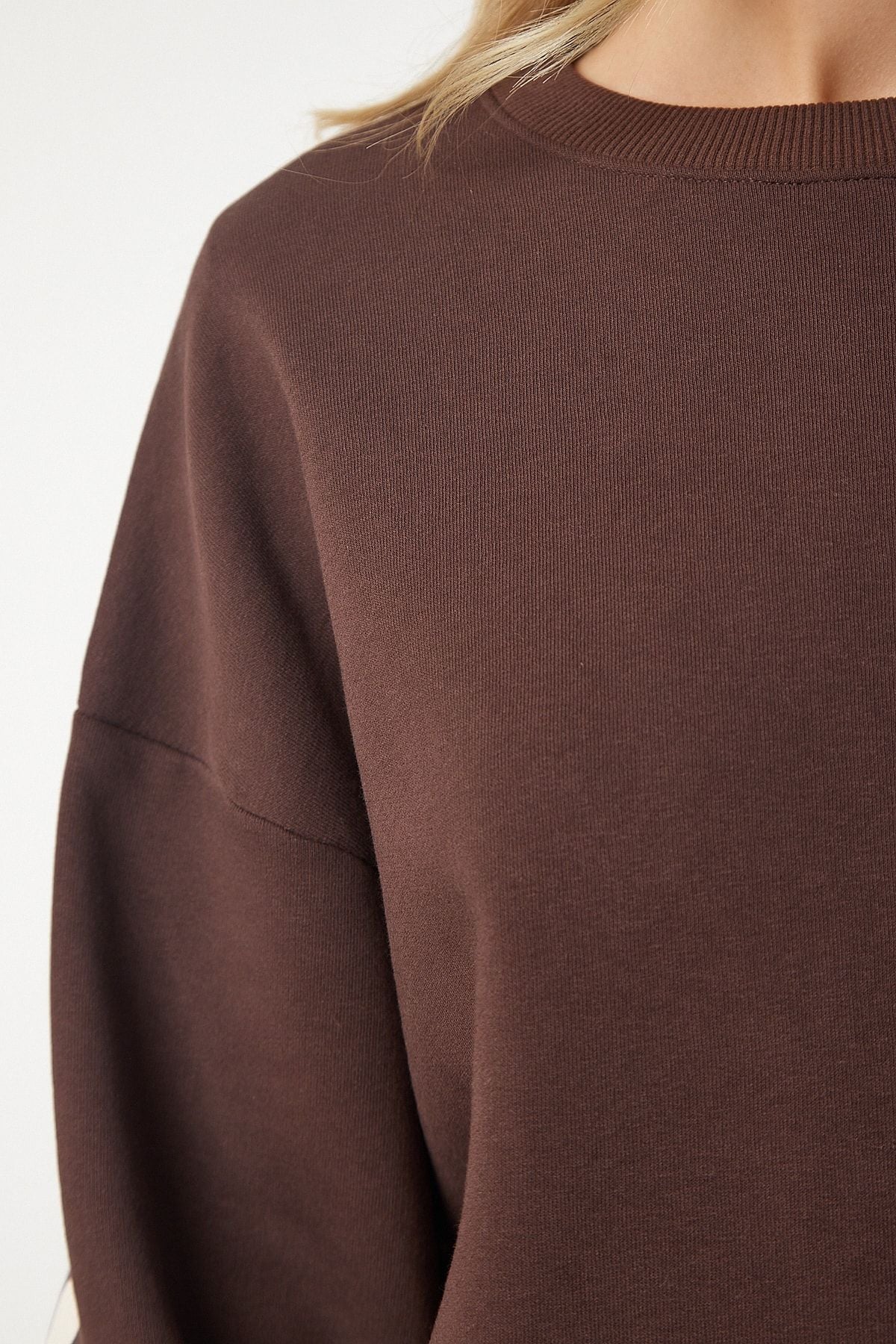 Female brown printed overwheel sweatshirt HF00440