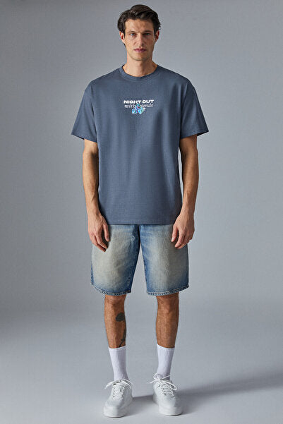 NIGHTOUT Erkek Oversize Fit Antrasit T-Shirt