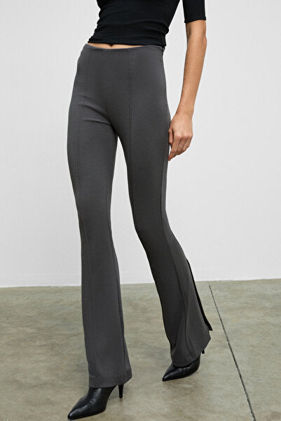 LYSAVINE Women's Stretchy Fabric Slim Fit Dark Gray Trousers