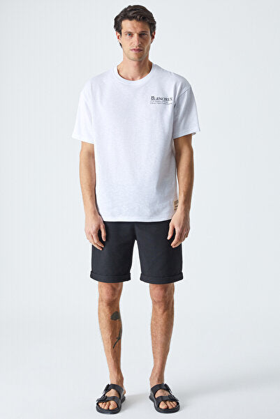 ARDIAN Men's Comfort Fit Pocket Corded Elastic Waist Black Shorts & Bermudas