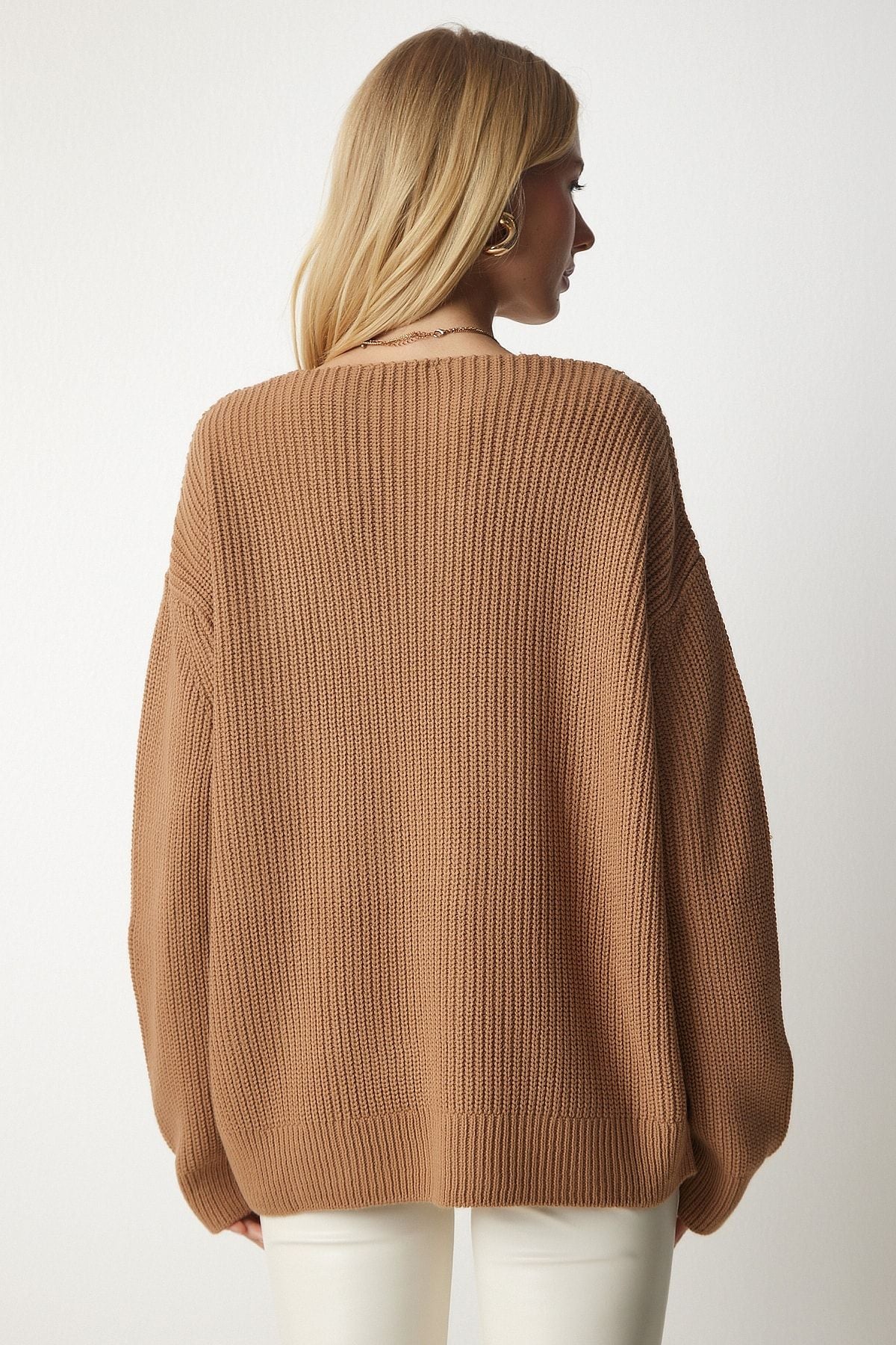 Female Biscuit V -Yaka Oversize Basic Knitwear Kazakh MX00130
