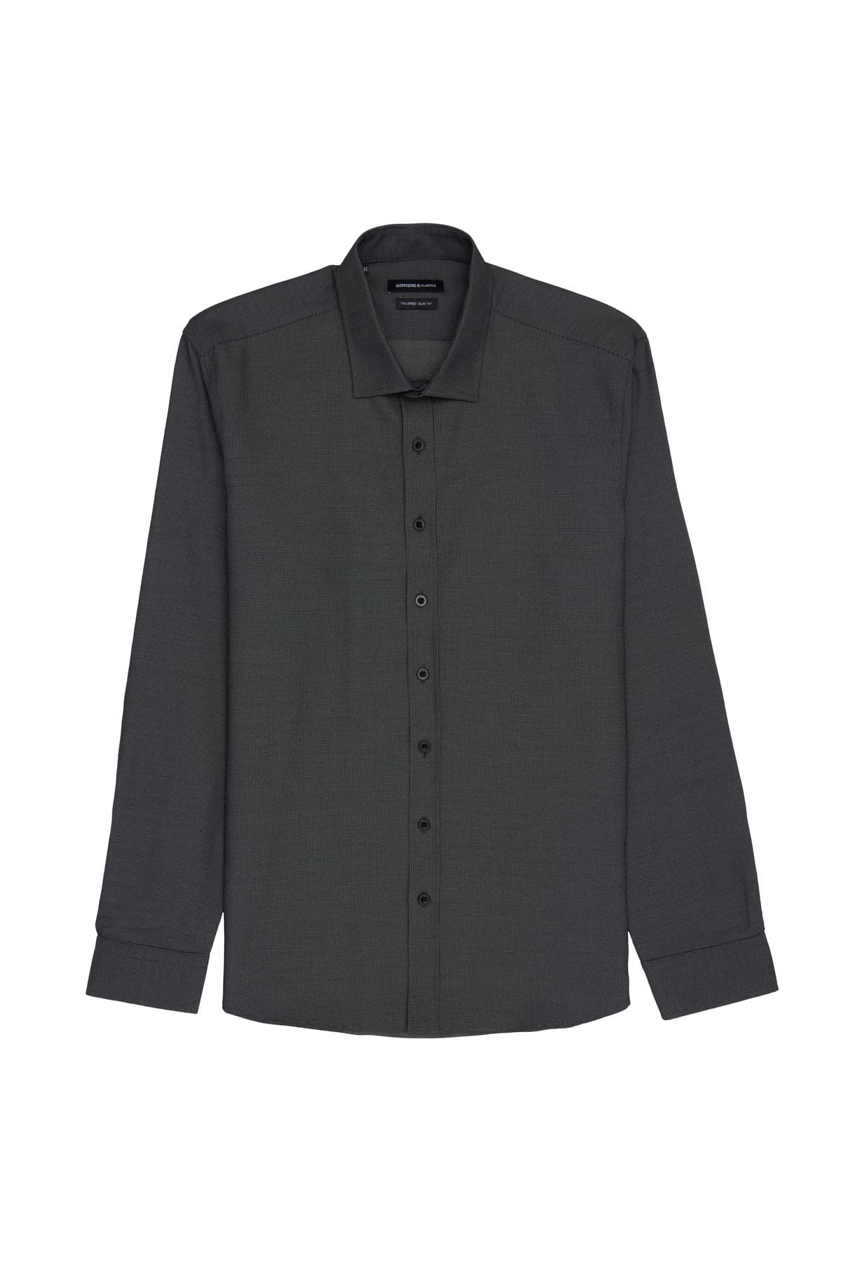 Men's black slim fit narrow cut classic collar cotton Amestyle shirt