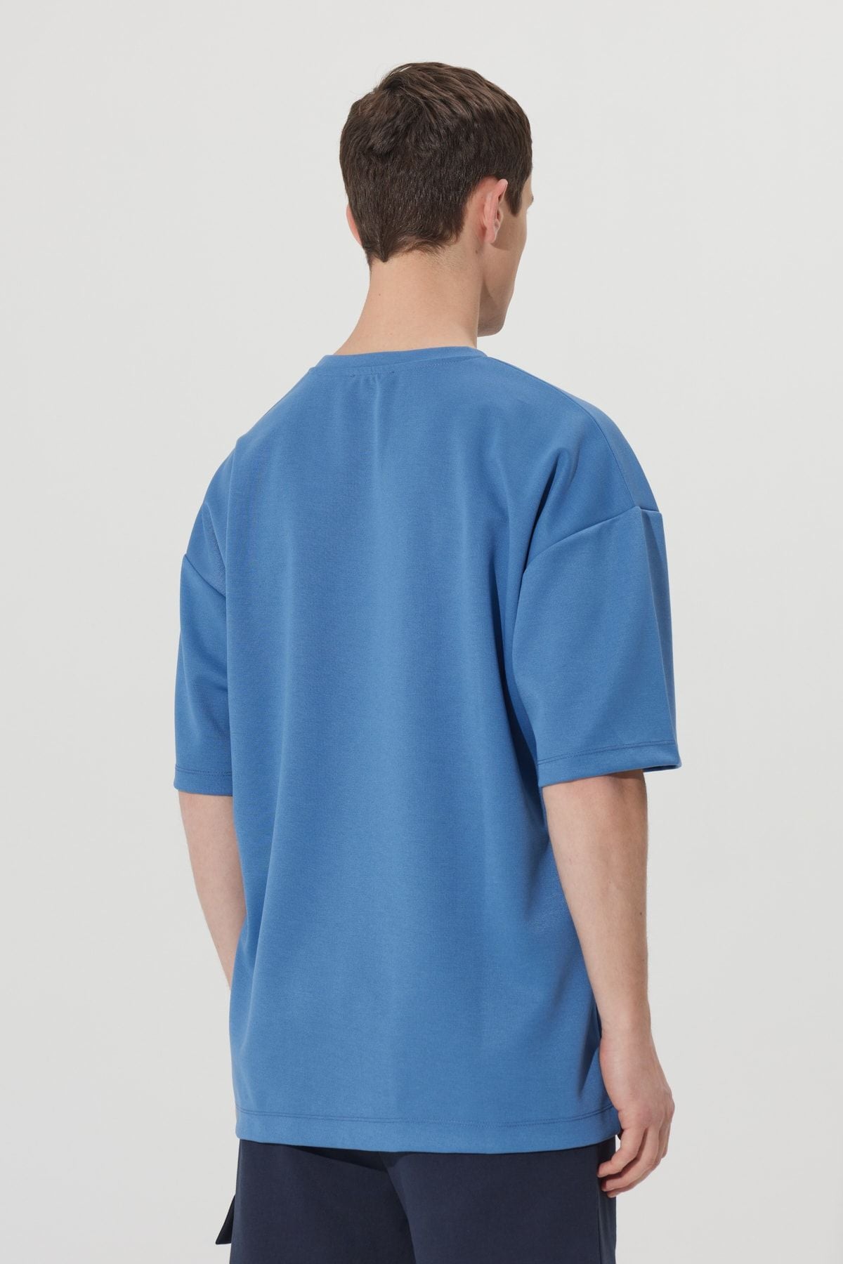 Men's Indigo Oversize Plenty Cut Bike Yaka Sweatshirt T -shirt