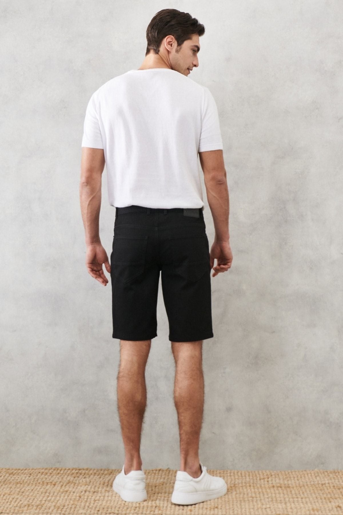 Men's black slim fit narrow -cut Amelor Flexible Flexible 5 Pocket Casual Shorts